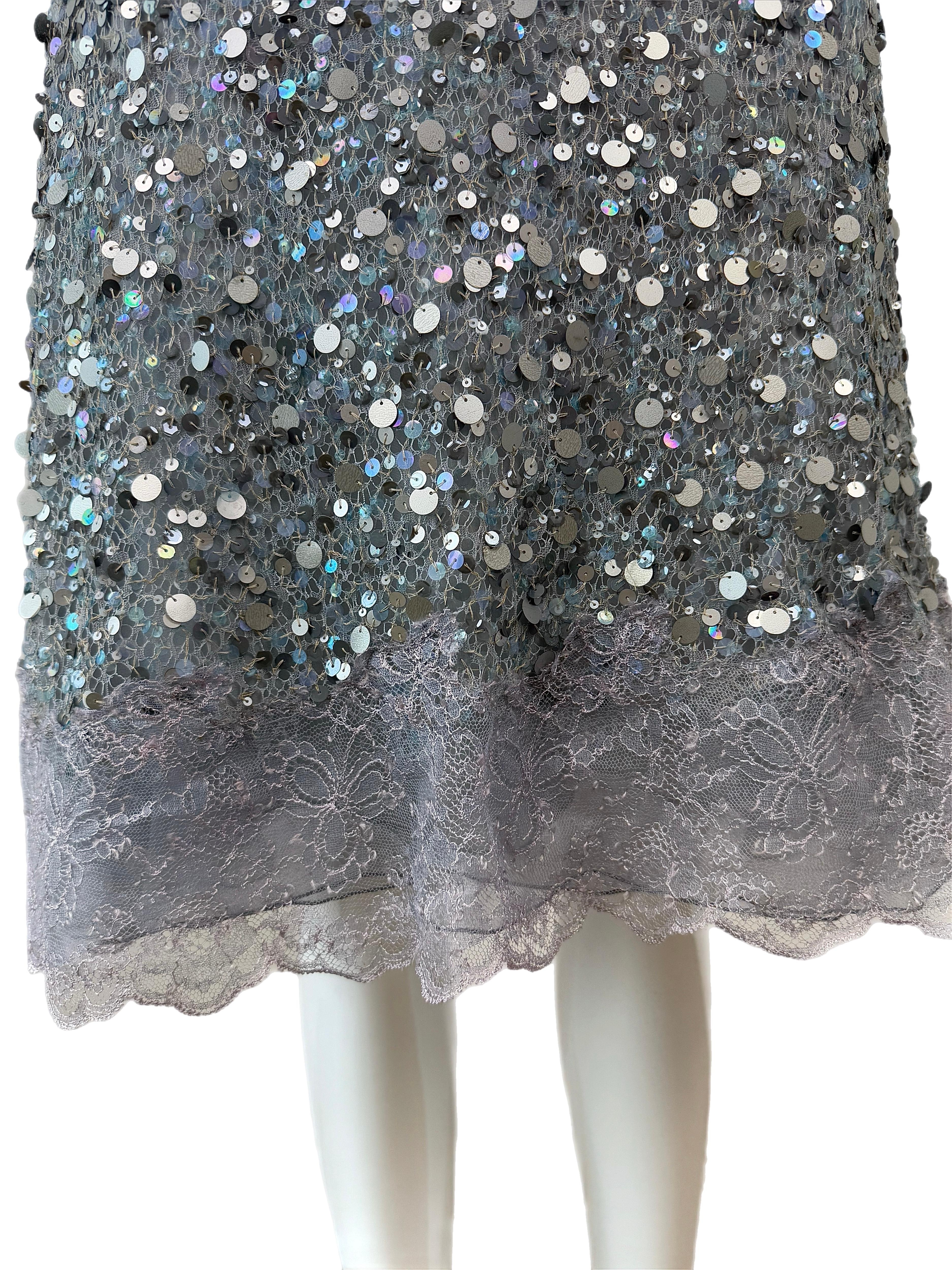 VALENTINO 00's Vintage Dusty Powder Blue Embellished Dress For Sale 1