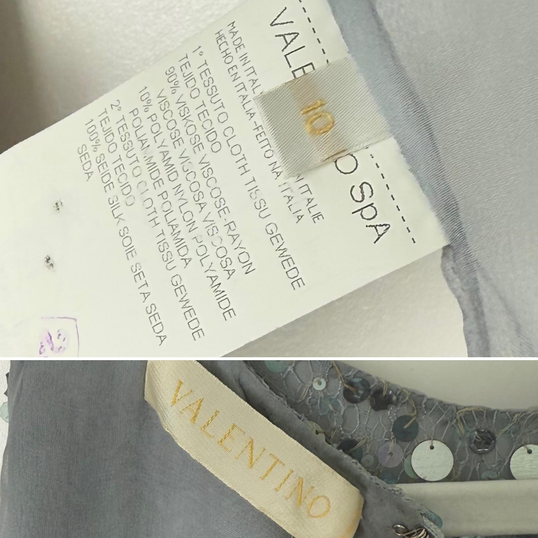VALENTINO 00's Vintage Dusty Powder Blue Embellished Dress For Sale 4