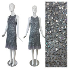 VALENTINO 00's Vintage Dusty Powder Blue Embellished Dress