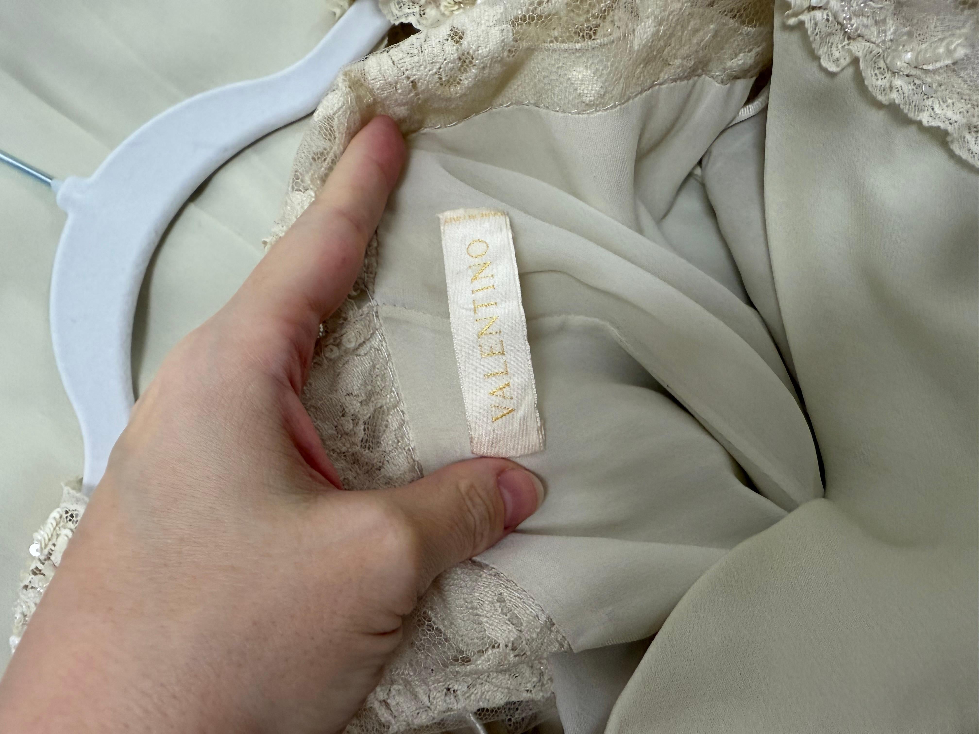 VALENTINO 00's Vintage Khaki Color Embellished Gown Maxi Bridal Wedding Dress For Sale 6