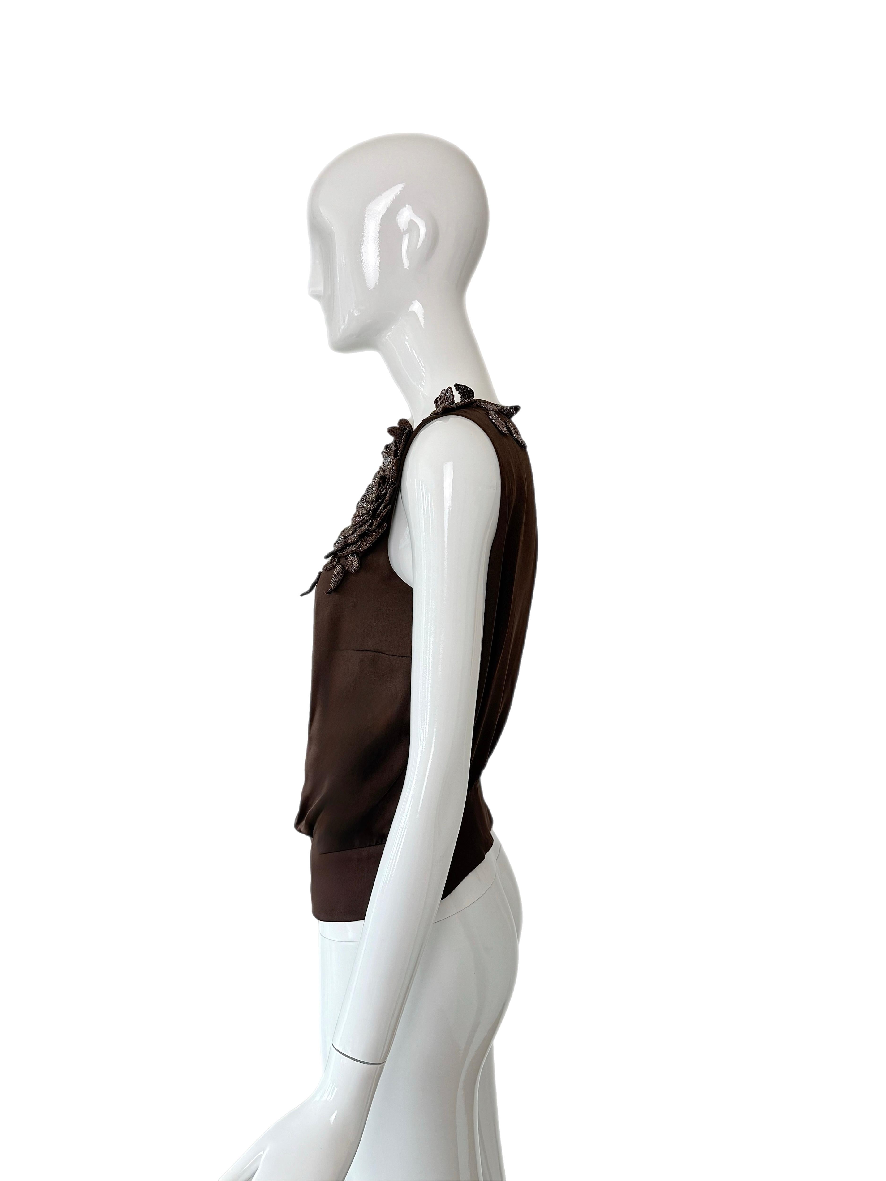 Valentino 00's Vintage Silk Embellish One Shoulder Blouse Bead Pour femmes en vente