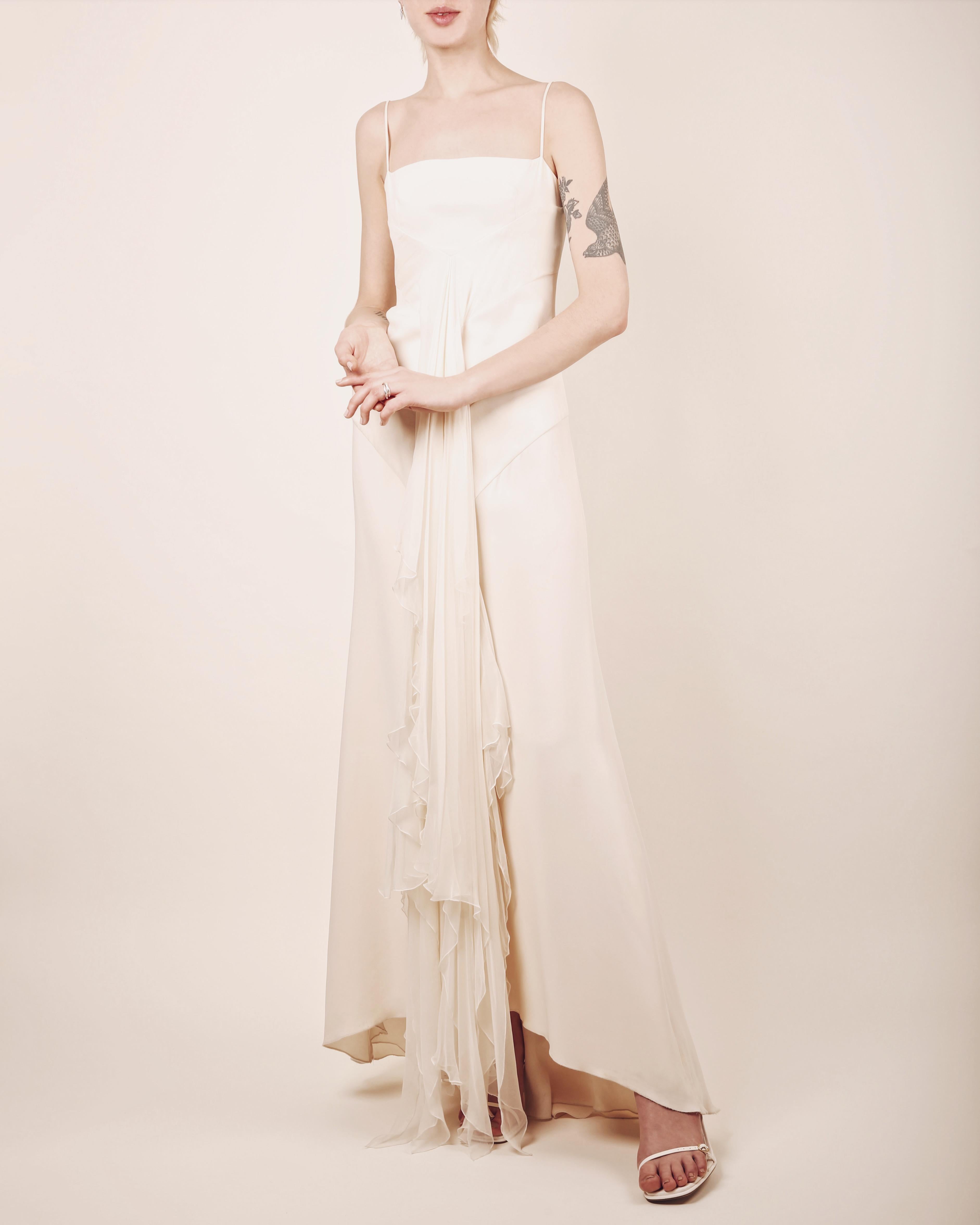 Valentino 03 vintage white ivory silk layered ruffle wedding maxi dress gown  5