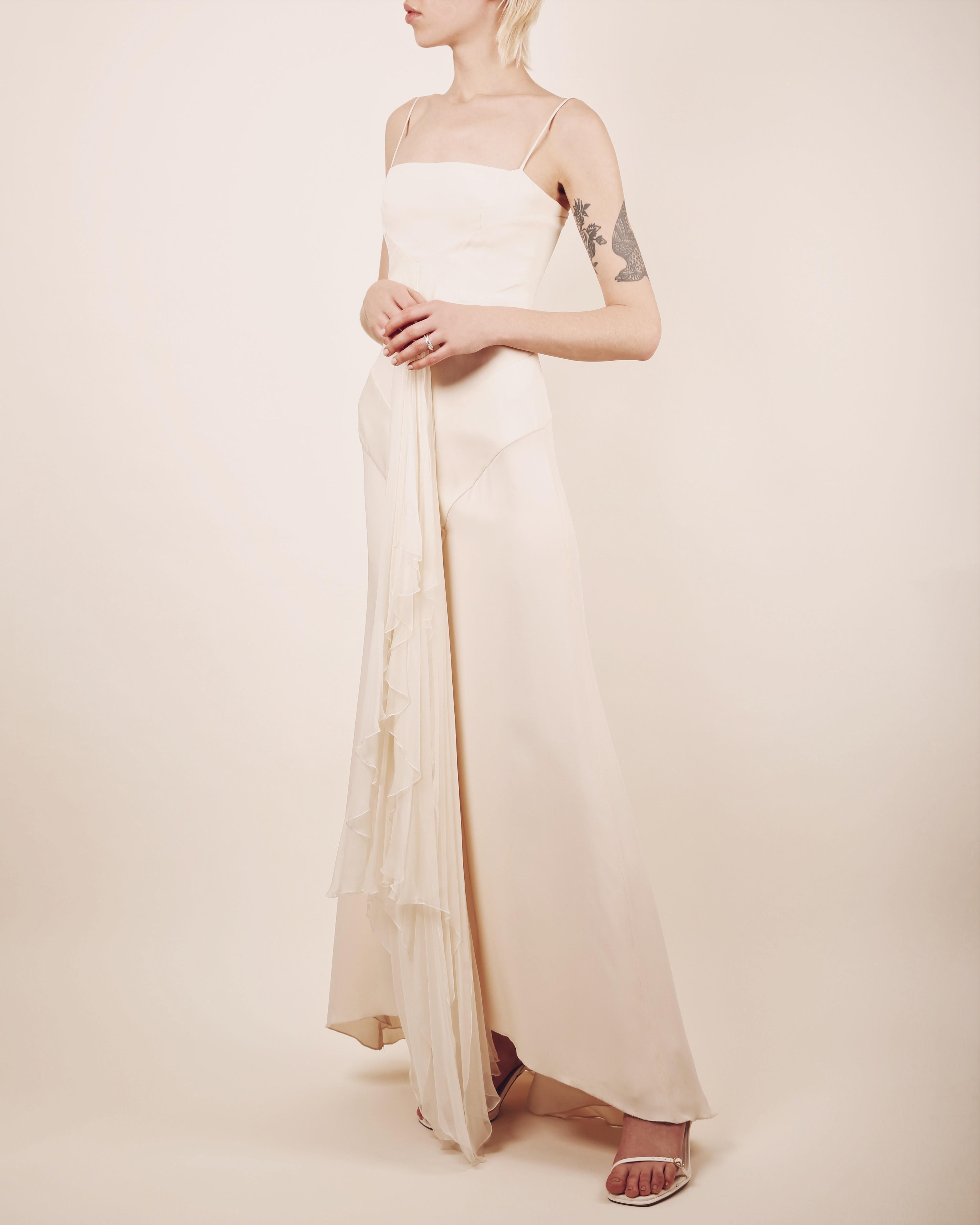 Valentino 03 vintage white ivory silk layered ruffle wedding maxi dress gown  6