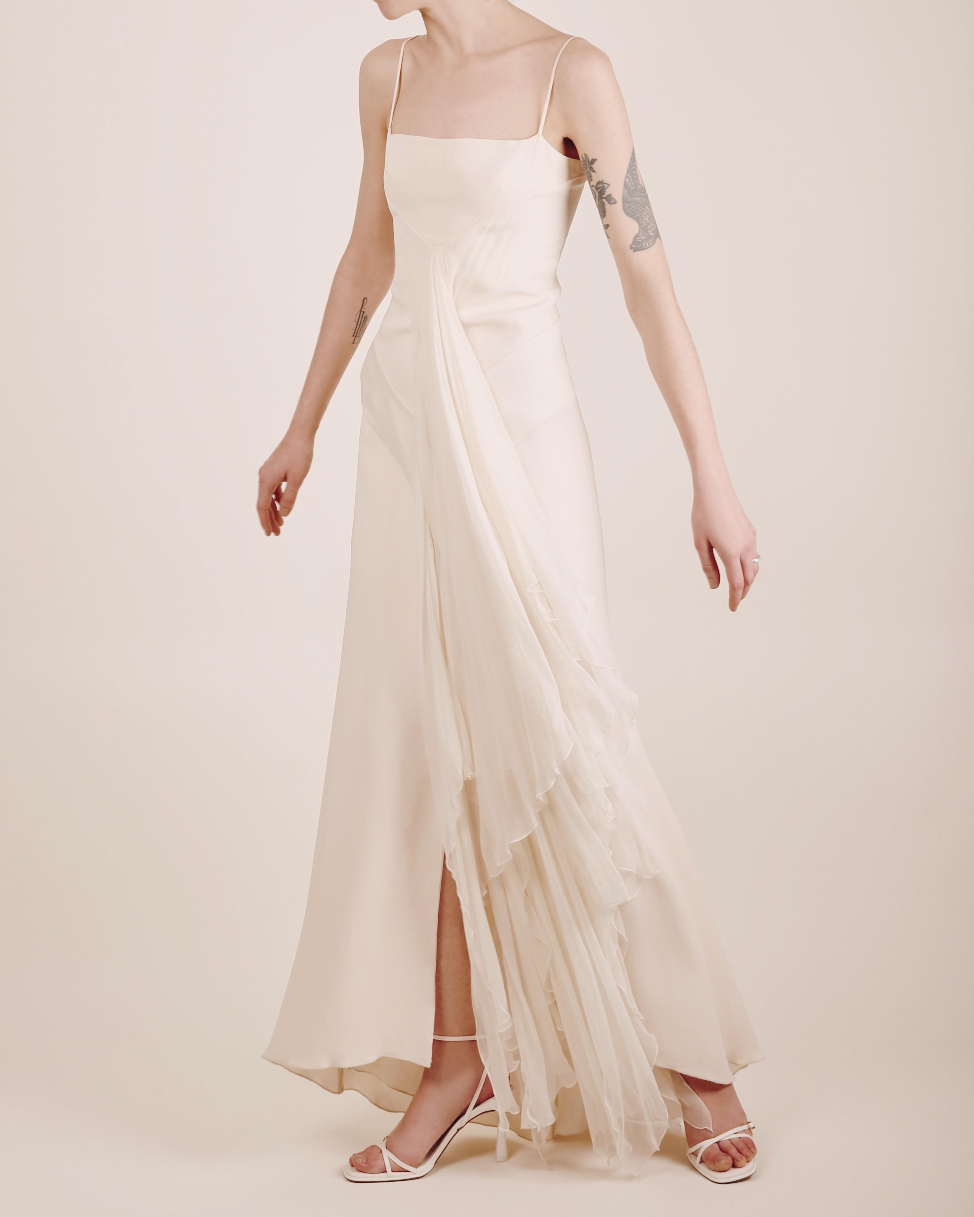 Valentino 03 vintage white ivory silk layered ruffle wedding maxi dress gown  7