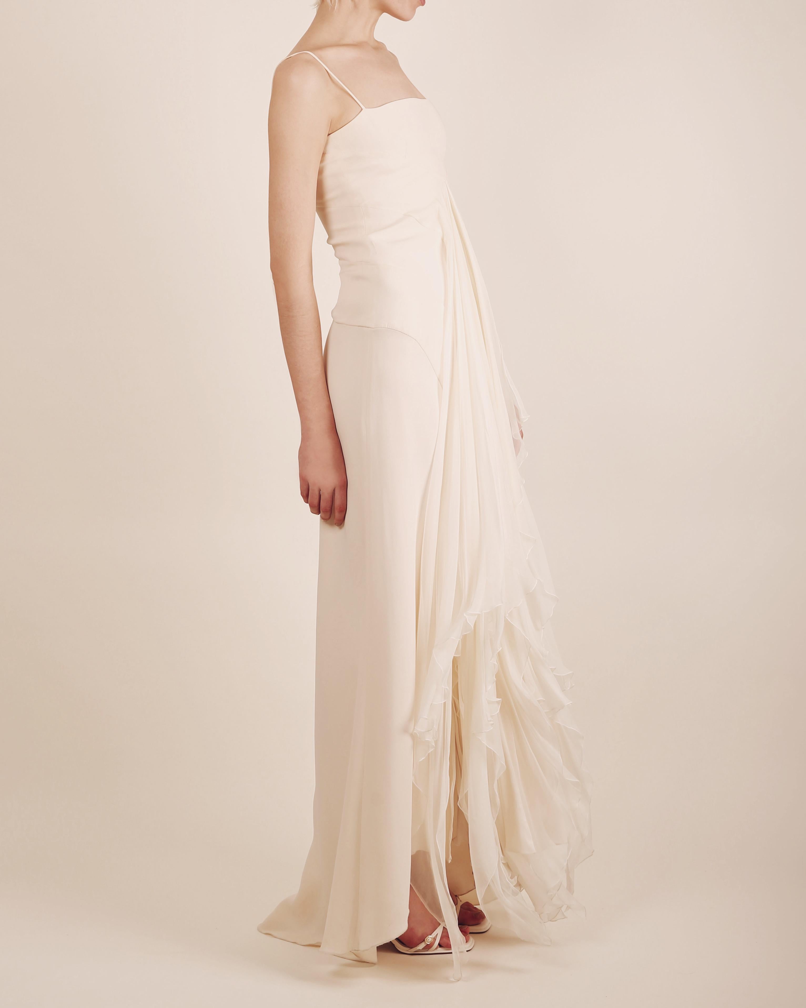 Valentino 03 vintage white ivory silk layered ruffle wedding maxi dress gown  9