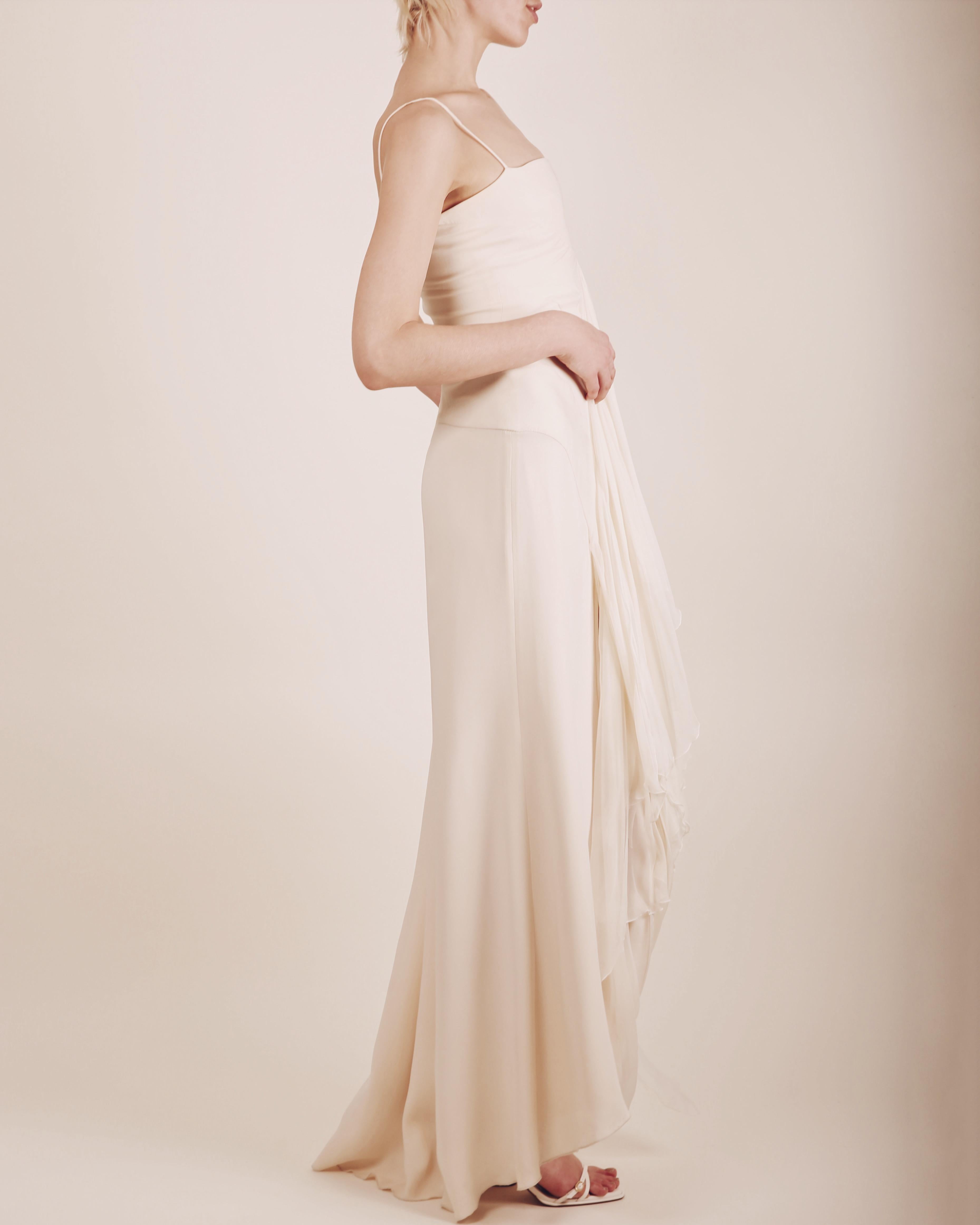 Valentino 03 vintage white ivory silk layered ruffle wedding maxi dress gown  10