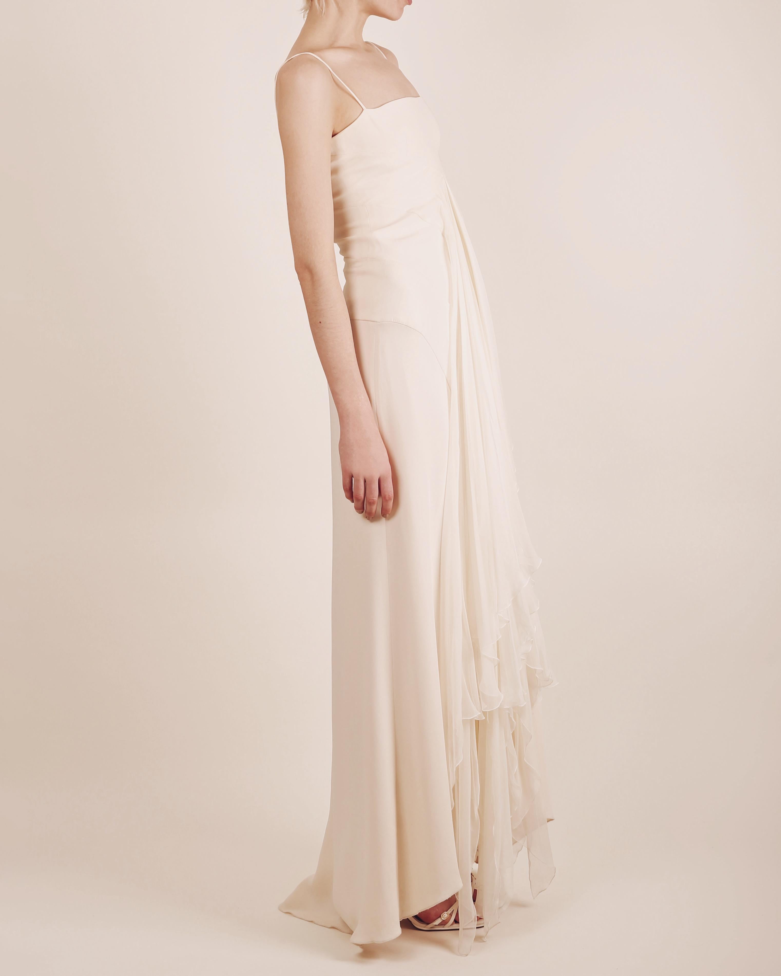 Valentino 03 vintage white ivory silk layered ruffle wedding maxi dress gown  11
