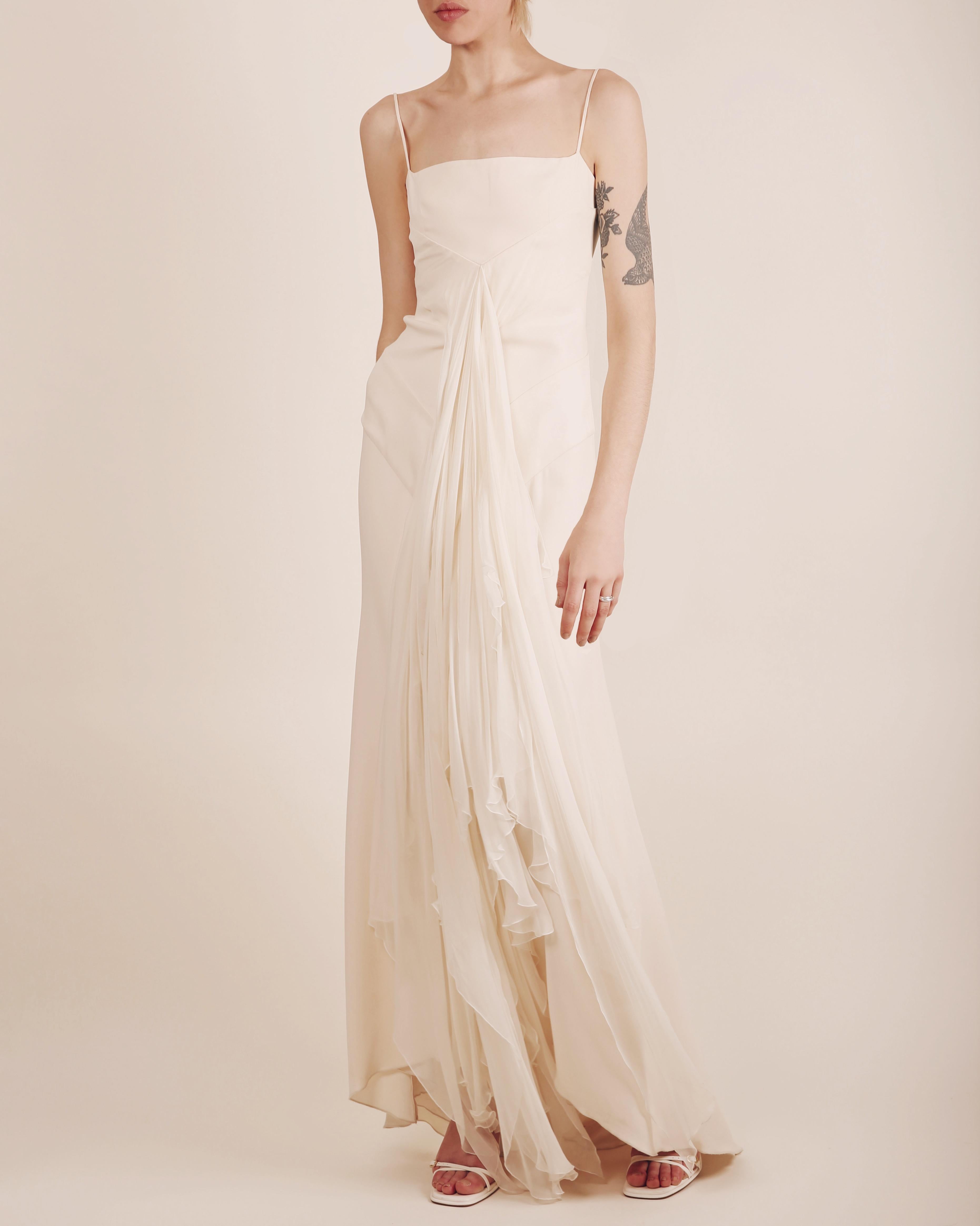 Valentino 03 vintage white ivory silk layered ruffle wedding maxi dress gown  In Good Condition In Paris, FR