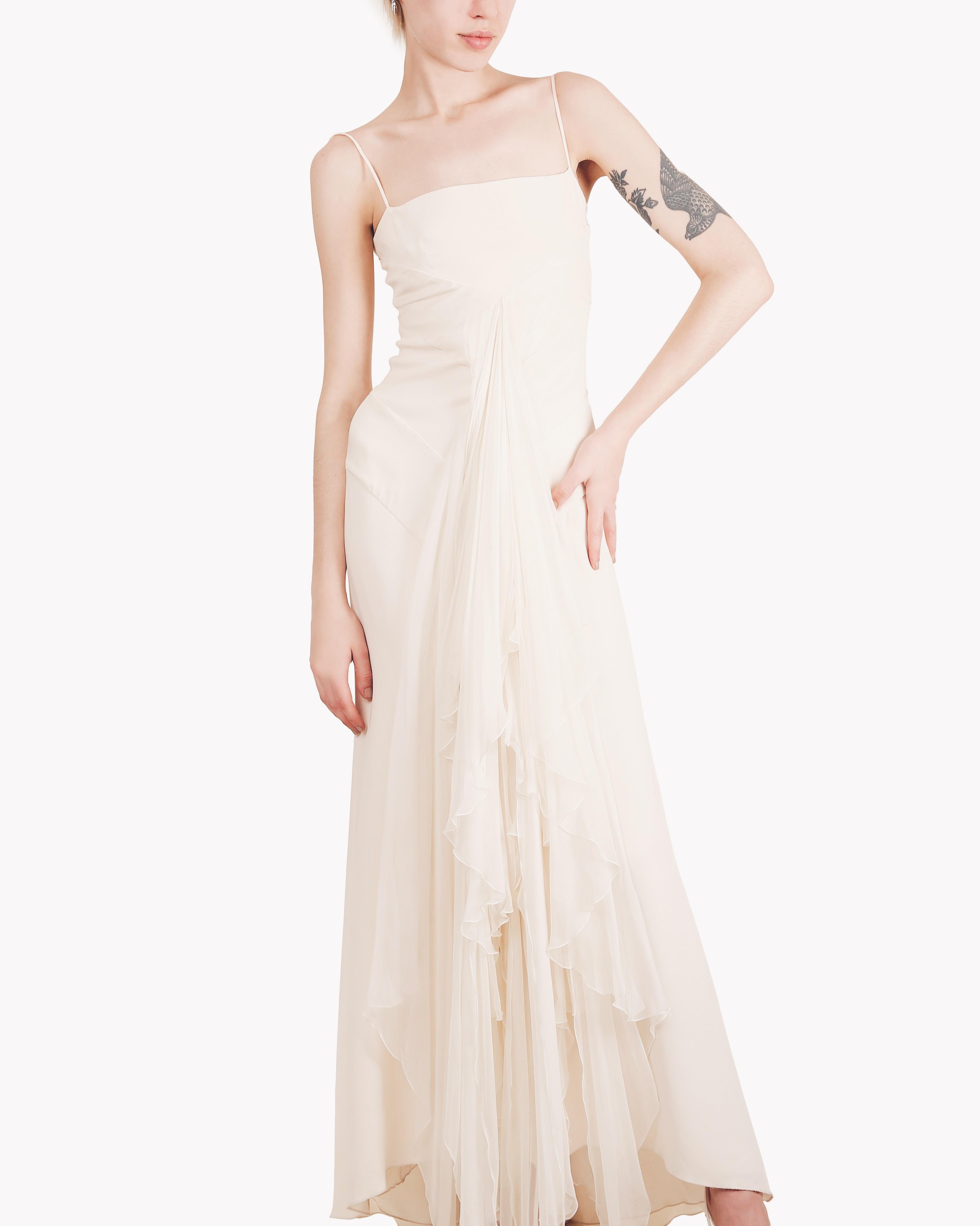 Valentino 03 vintage white ivory silk layered ruffle wedding maxi dress gown  1