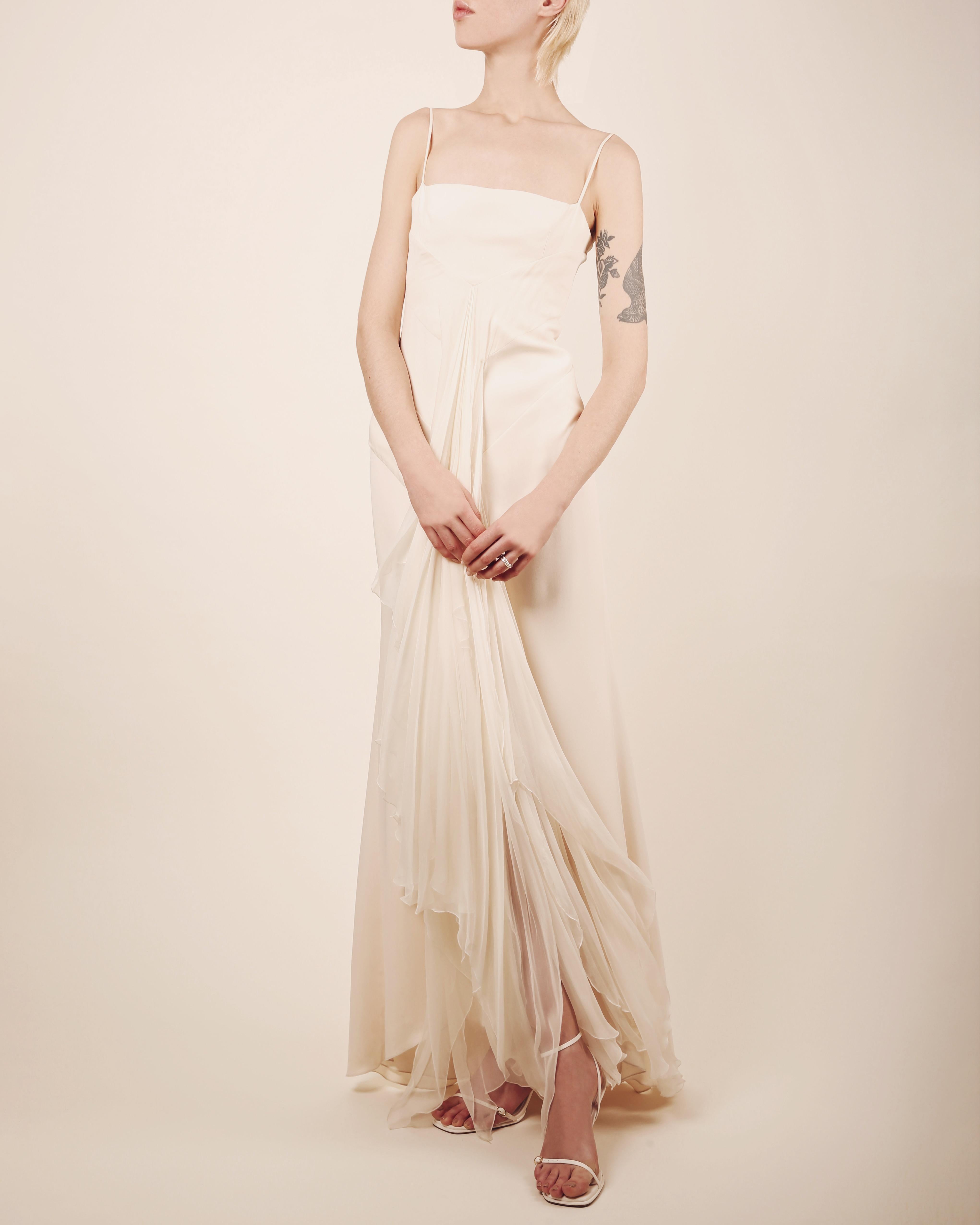 Valentino 03 vintage white ivory silk layered ruffle wedding maxi dress gown  2