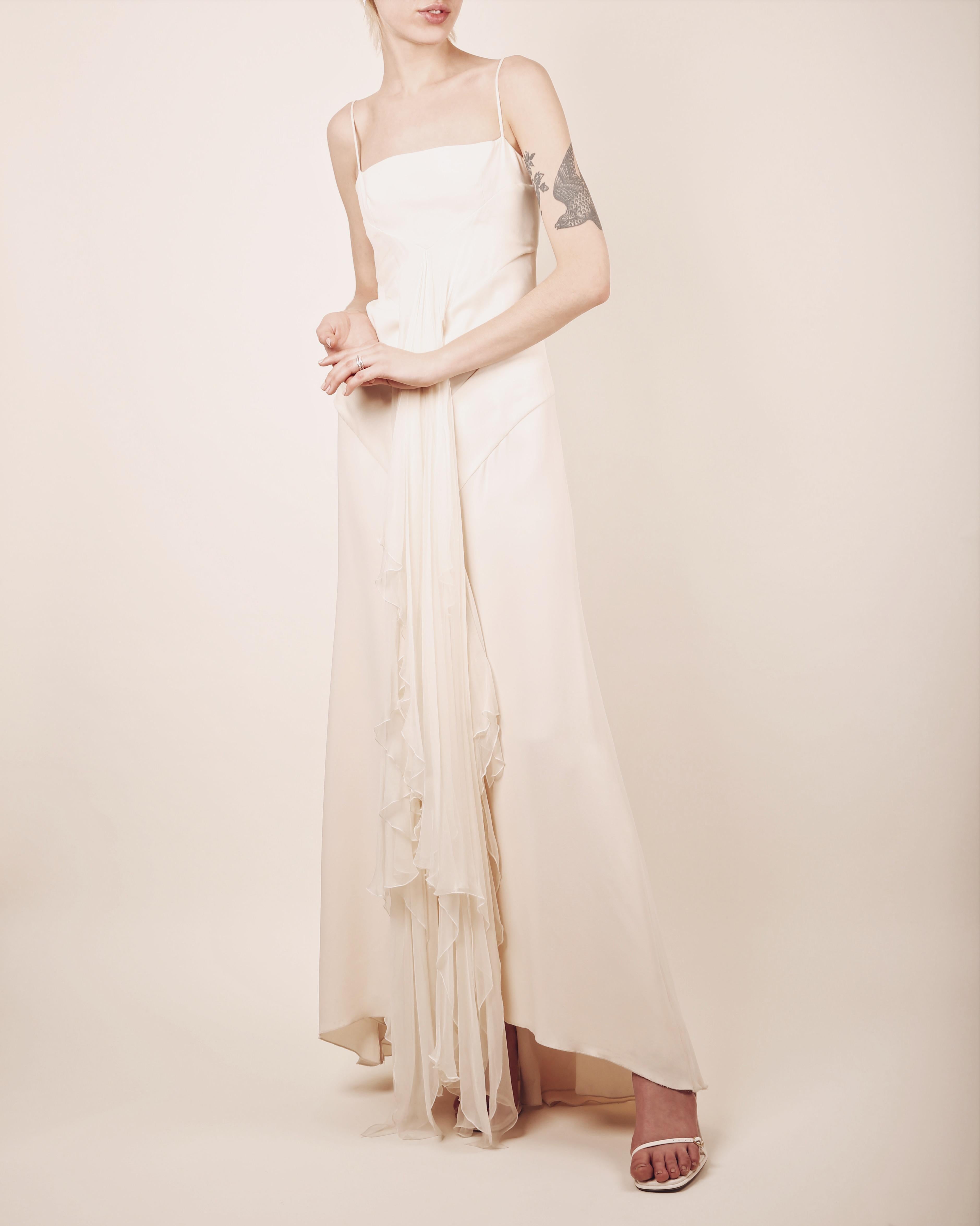 Valentino 03 vintage white ivory silk layered ruffle wedding maxi dress gown  3