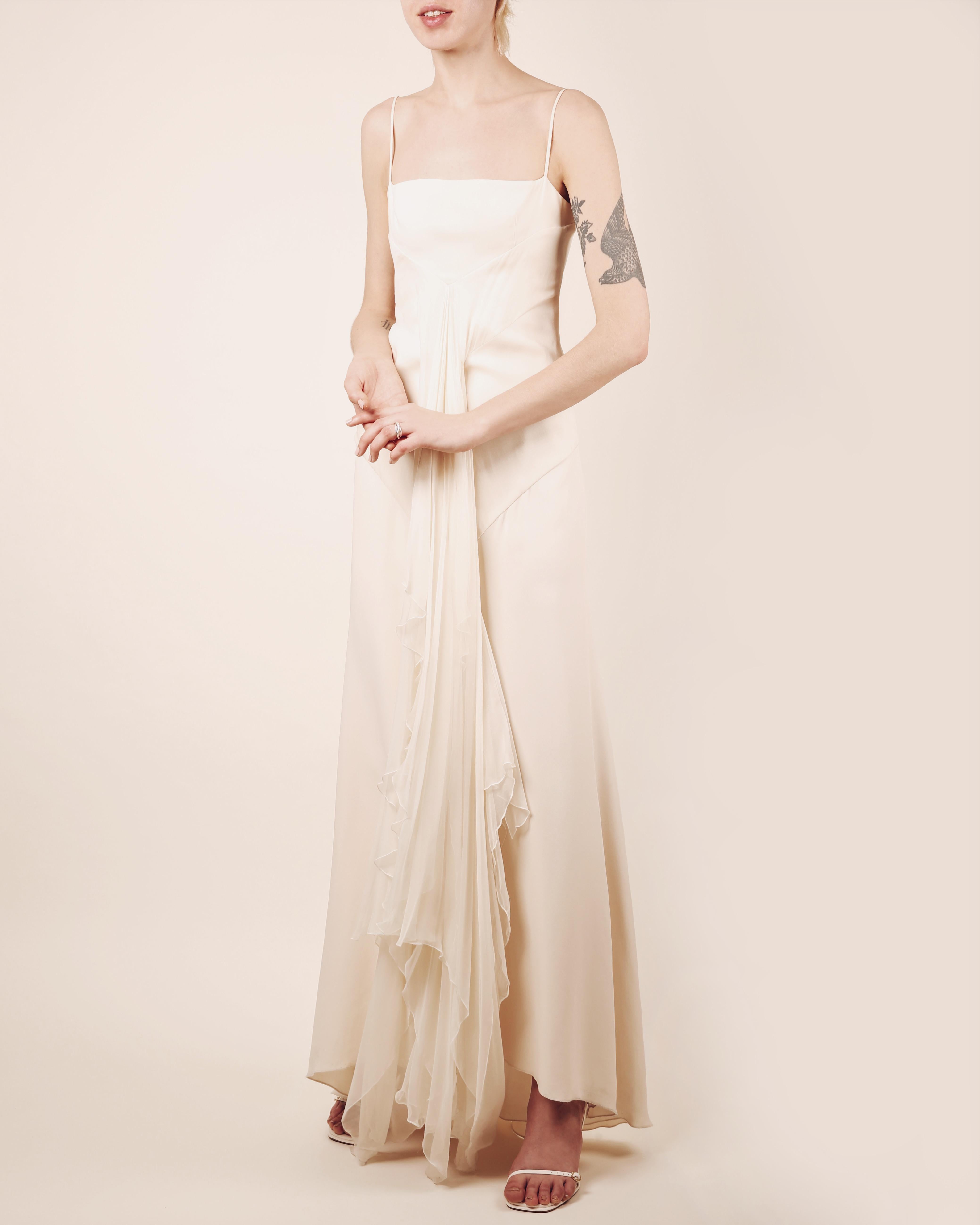Valentino 03 vintage white ivory silk layered ruffle wedding maxi dress gown  4