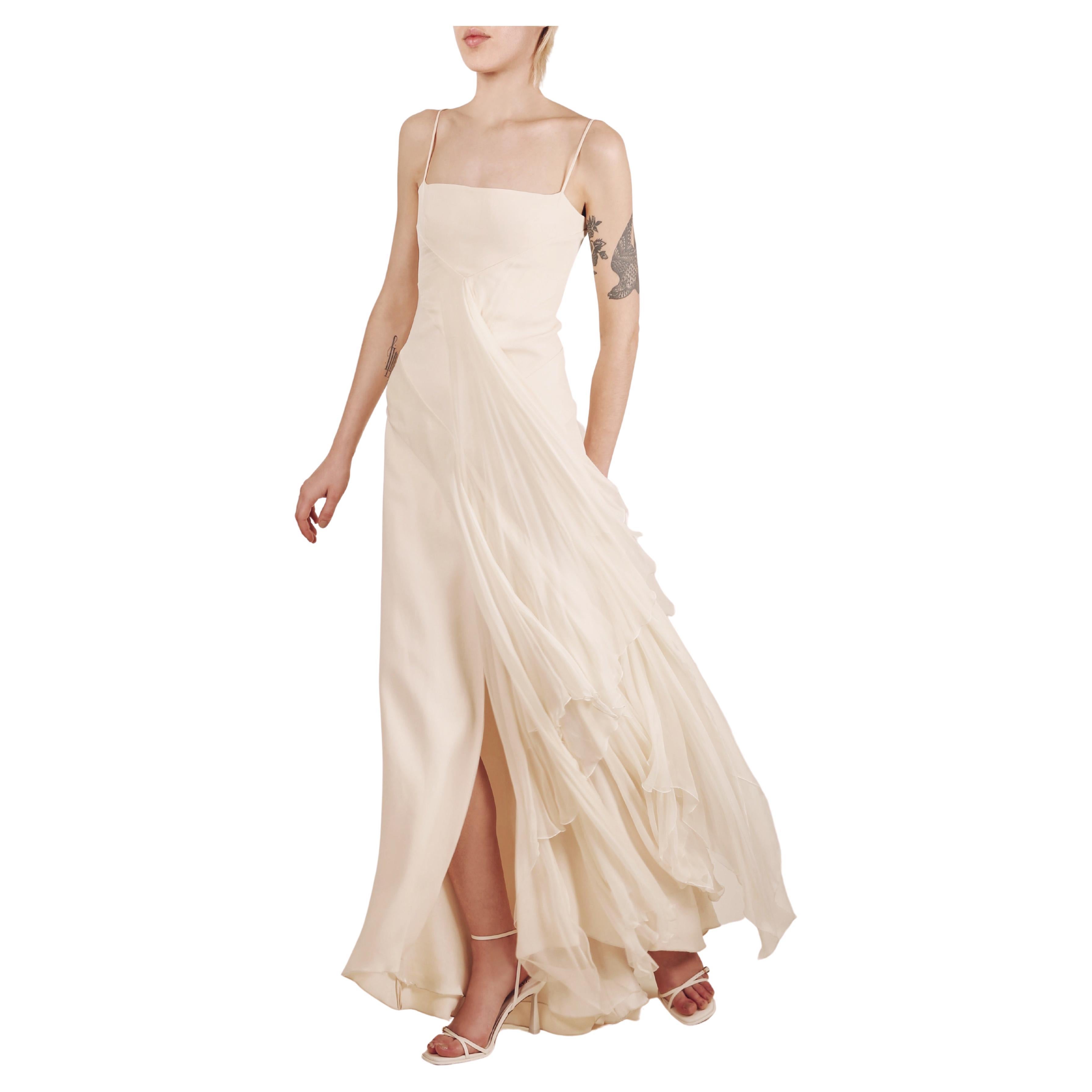 Valentino 03 vintage white ivory silk layered ruffle wedding maxi dress gown 