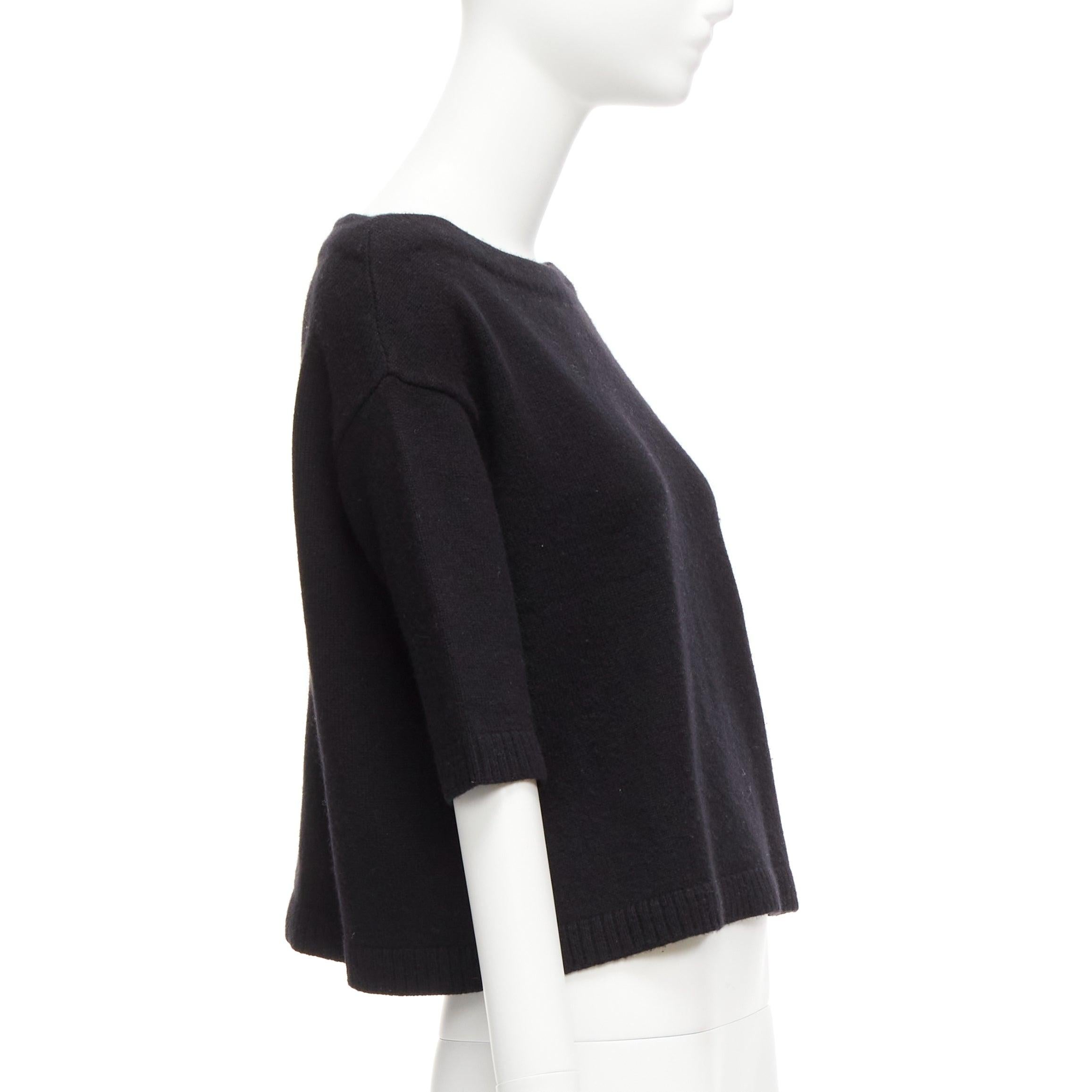 VALENTINO 100% cashmere black bateau neck crop sweater top XS For Sale 1
