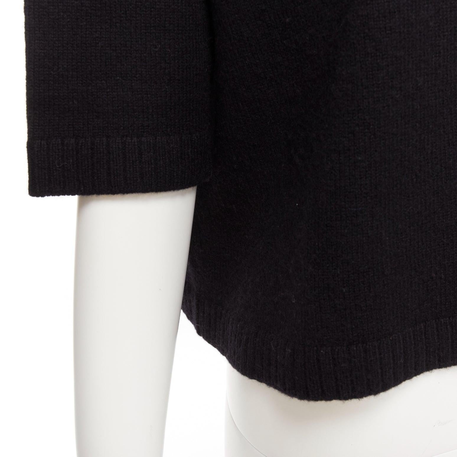 VALENTINO 100% cashmere black bateau neck crop sweater top XS For Sale 3
