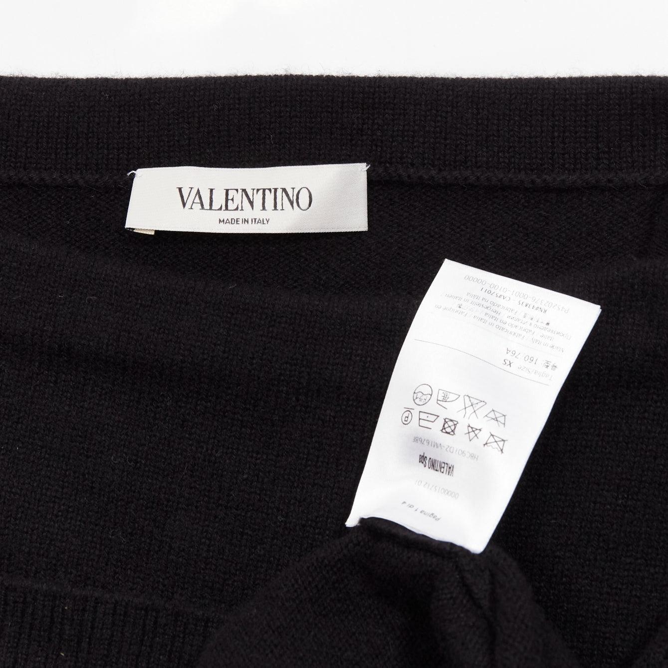 VALENTINO 100% cashmere black bateau neck crop sweater top XS For Sale 4
