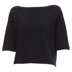VALENTINO 100% cashmere black bateau neck crop sweater top XS