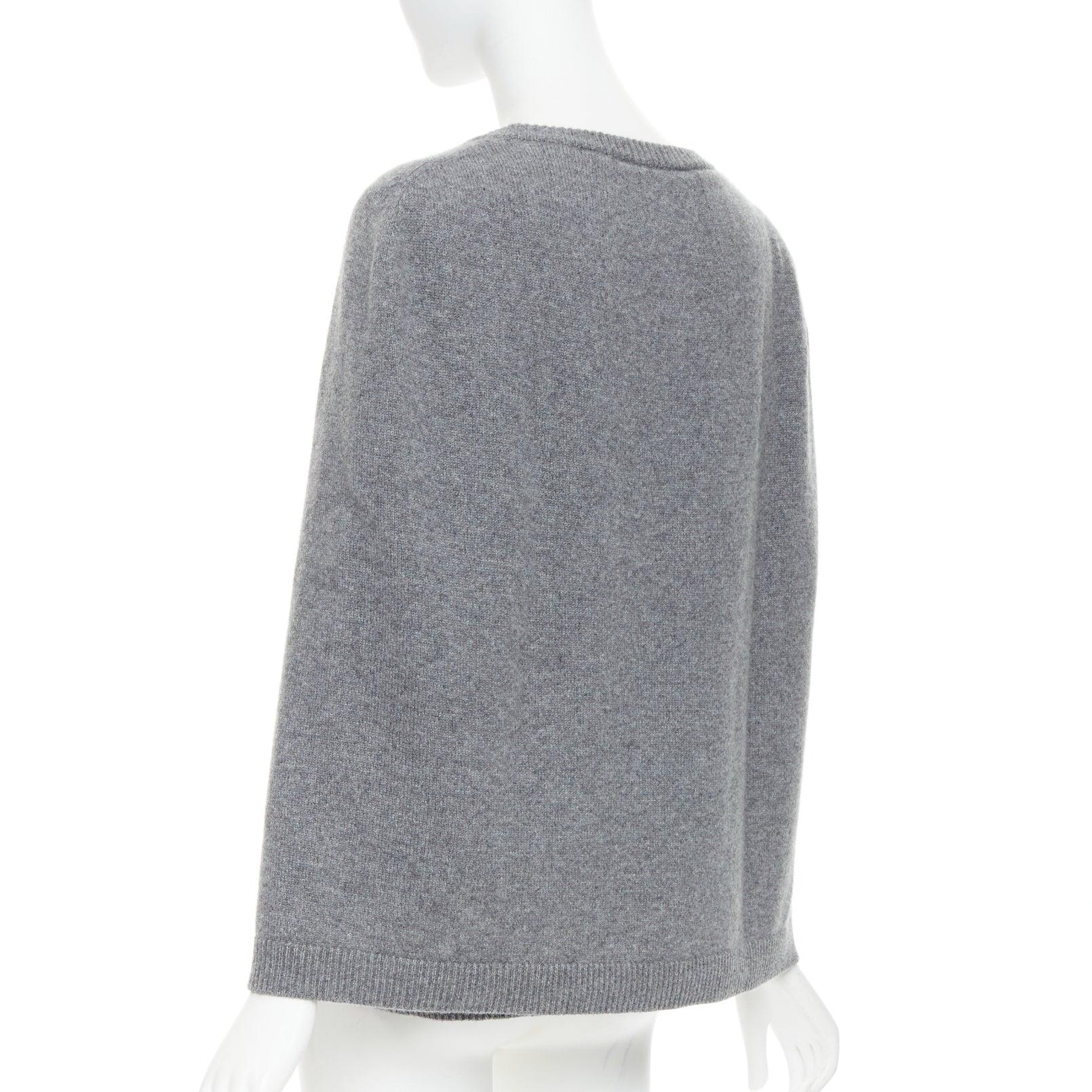 VALENTINO 100% cashmere grey cape back pullover sweater L For Sale 2