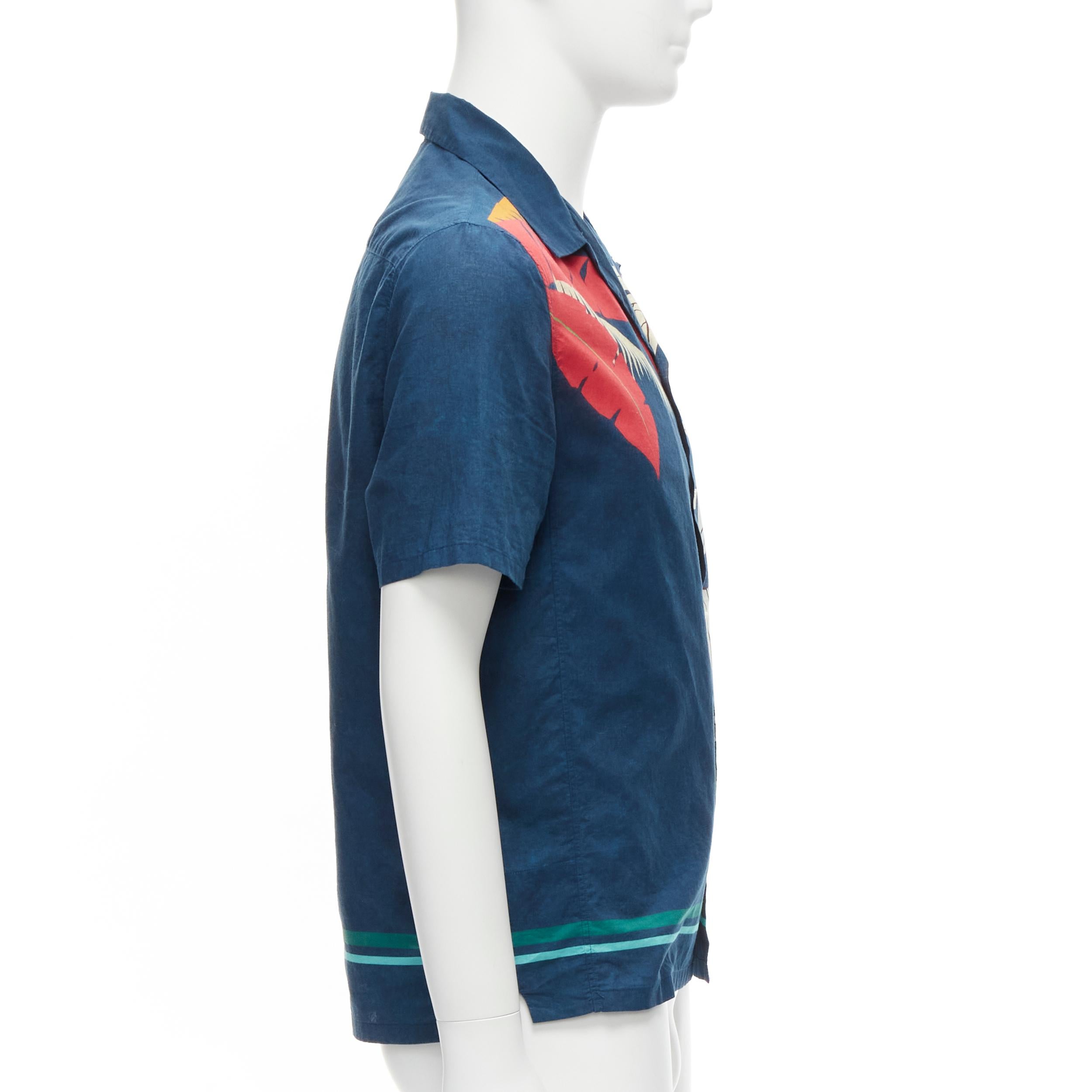 Men's VALENTINO 100% cotton blue Hawaiian floral print button down shirt EU37 XS For Sale
