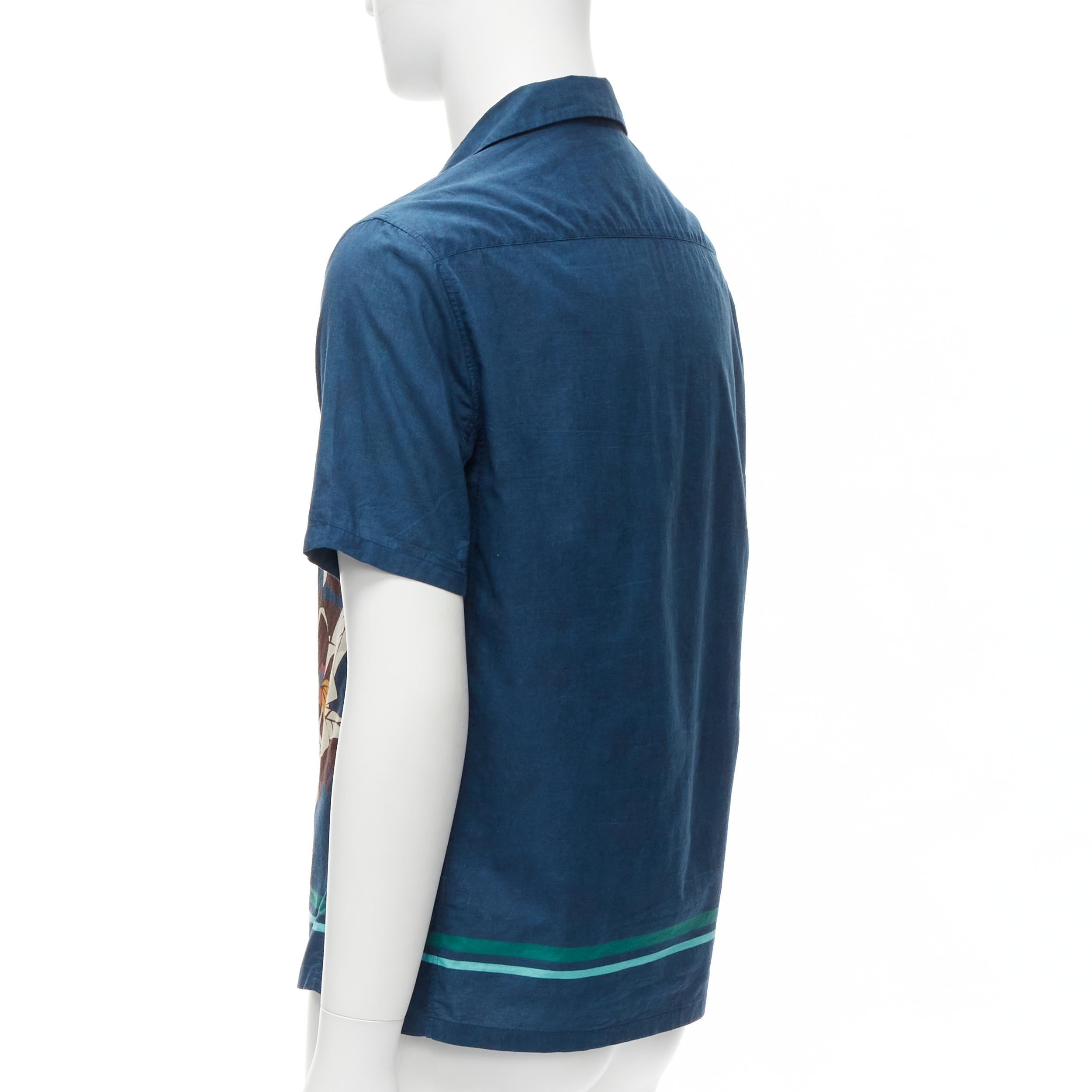 VALENTINO 100% cotton blue Hawaiian floral print button down shirt EU37 XS For Sale 2