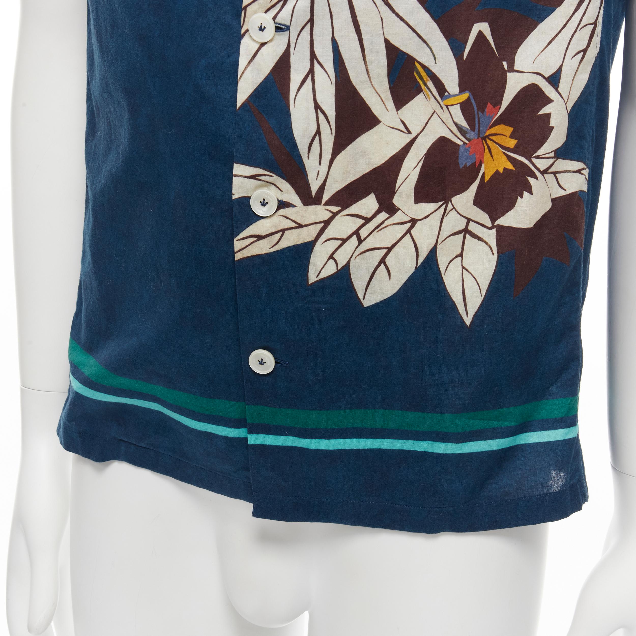 VALENTINO 100% cotton blue Hawaiian floral print button down shirt EU37 XS For Sale 3