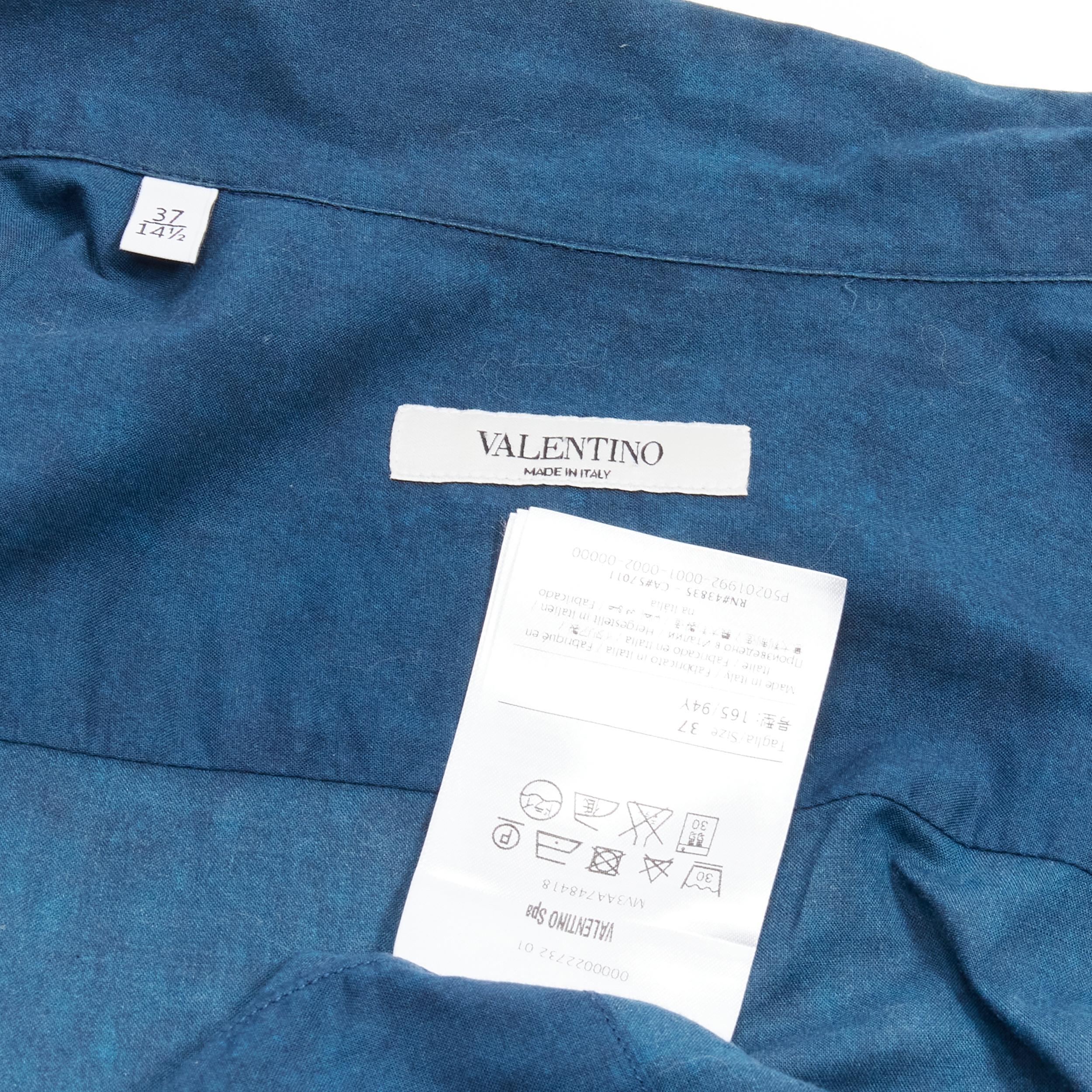 VALENTINO 100% cotton blue Hawaiian floral print button down shirt EU37 XS For Sale 5