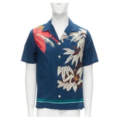 Camicia VALENTINO 100% cotone blu con stampa floreale hawaiana EU37 XS