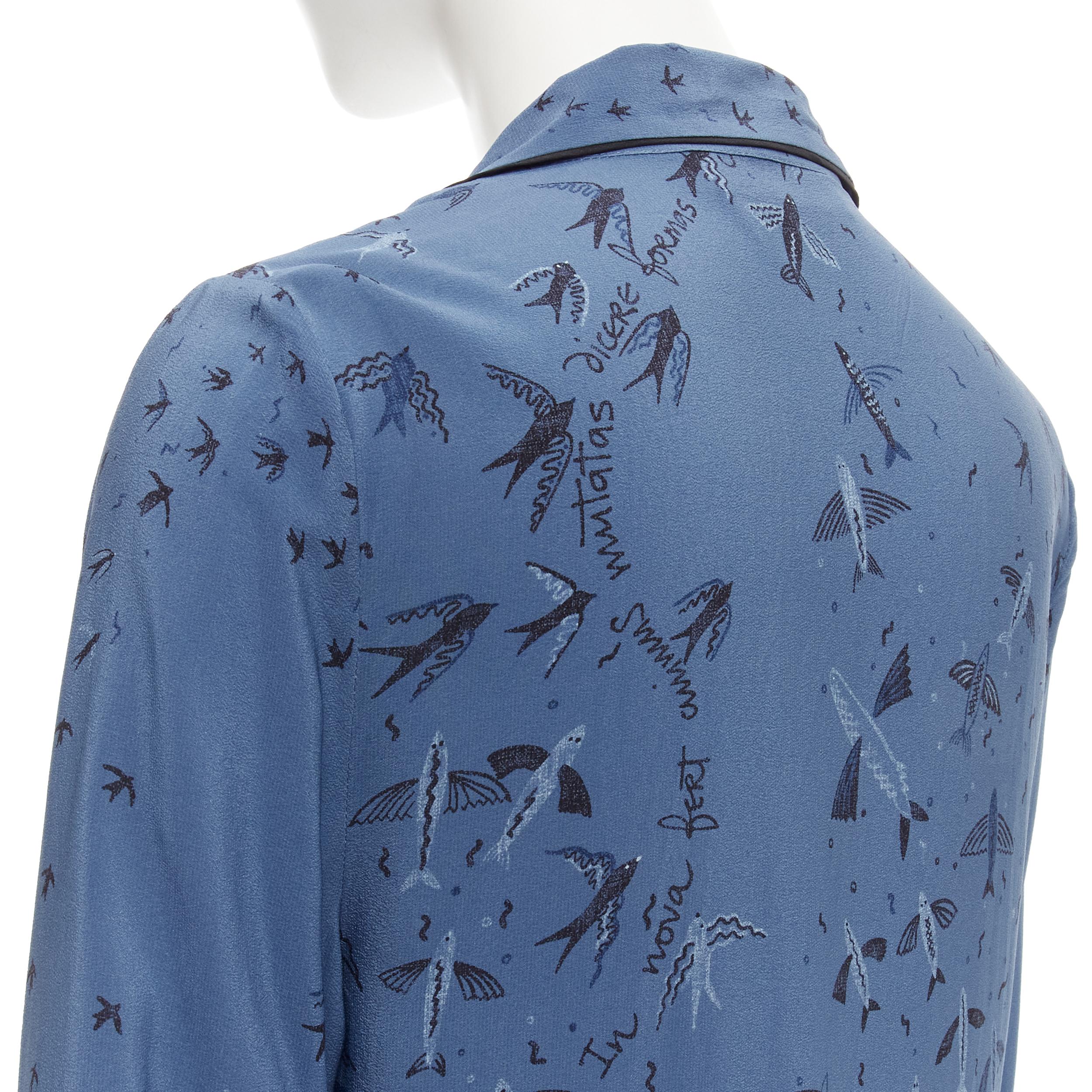 VALENTINO 100% silk 2017 Garden of Early Delights Corpora silk blue shirt S For Sale 4