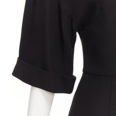 VALENTINO 100% silk black bell half sleeve wide leg crew neck playsuit IT38 XS