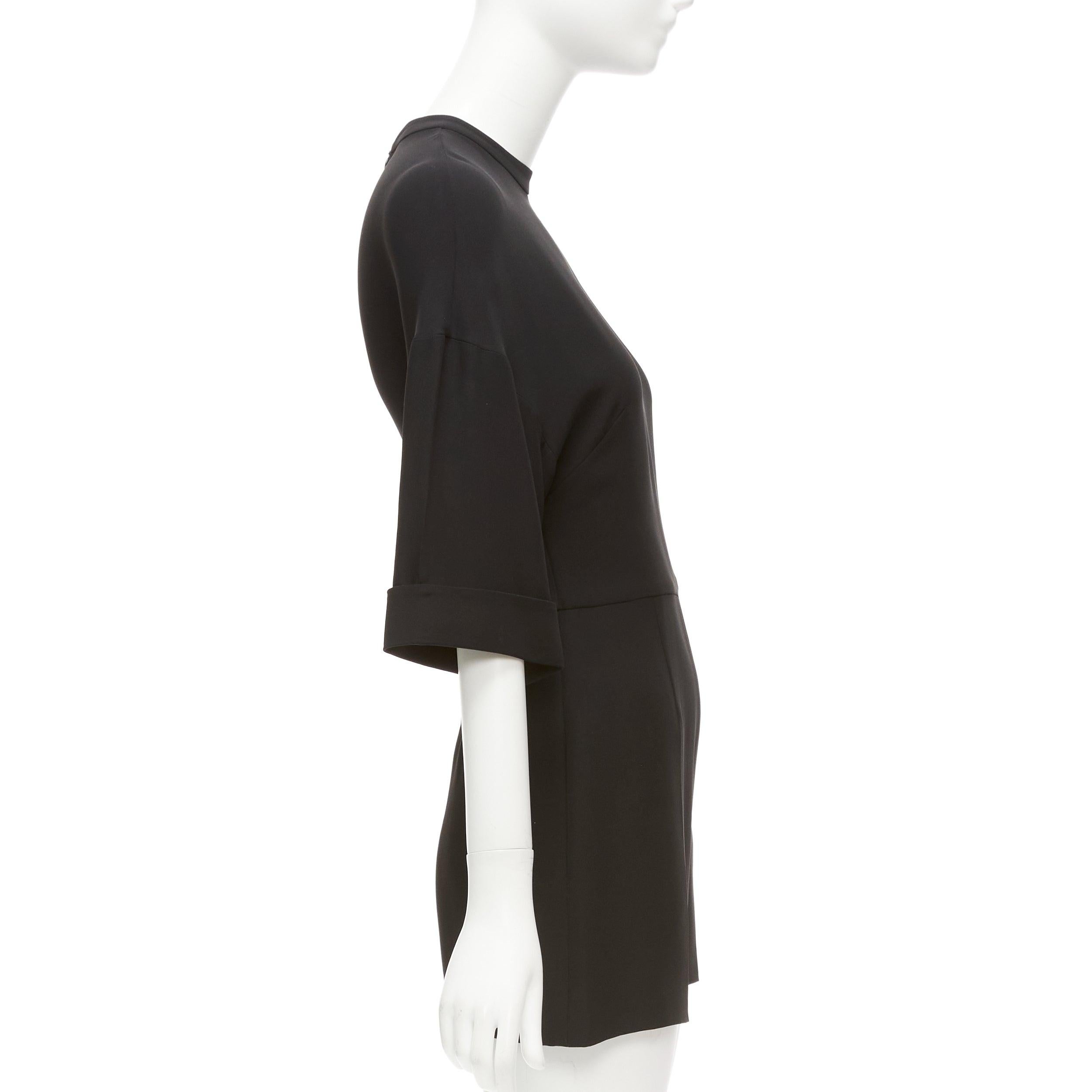 VALENTINO 100% silk black bell half sleeve wide leg crew neck playsuit IT38 XS For Sale 1