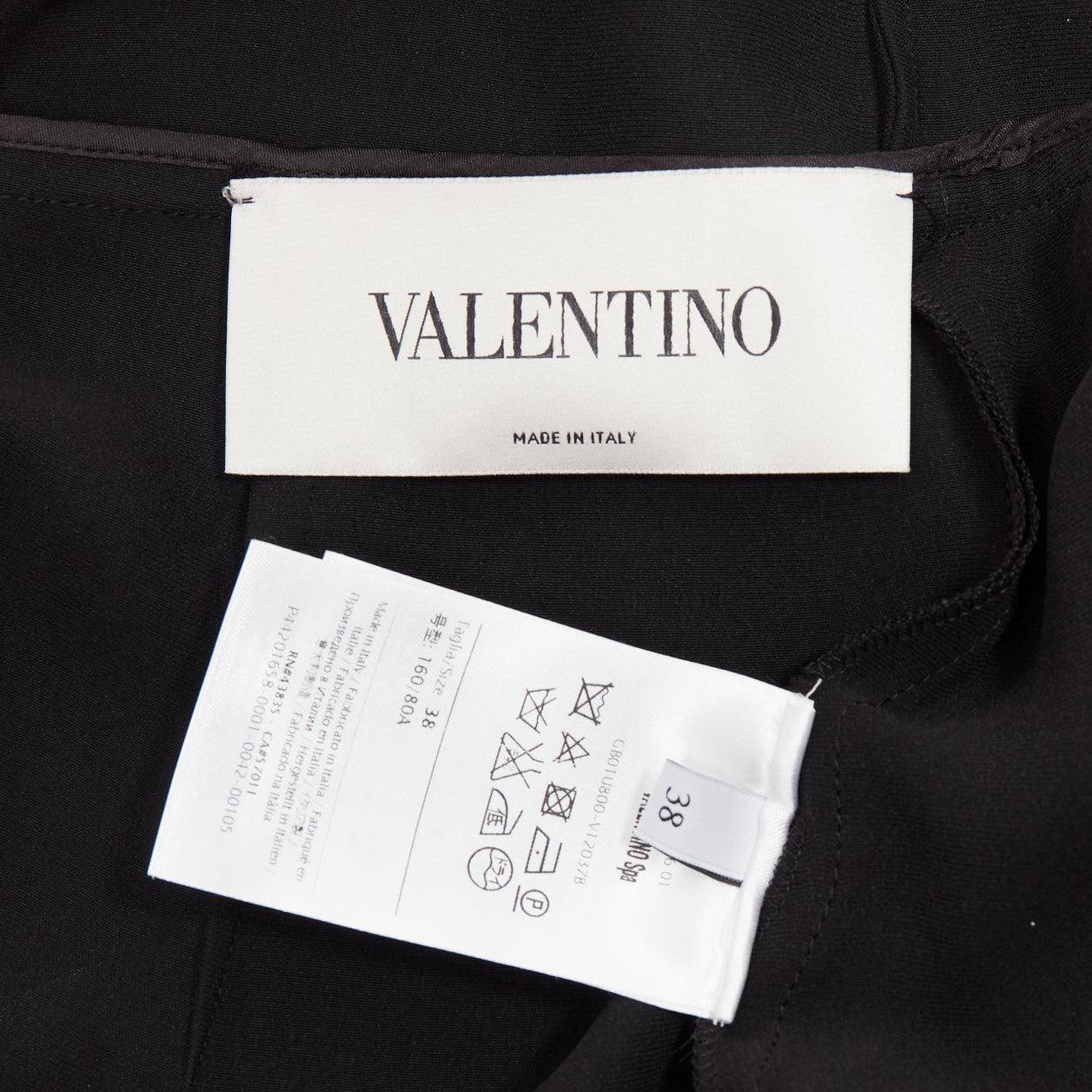 VALENTINO 100% Seide schwarzer Glockenanzug mit halben Ärmeln und weitem Bein und Rundhalsausschnitt IT38 XS im Angebot 5