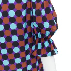 VALENTINO 100% silk blue purple polka dot puff sleeve blouse IT38 XS