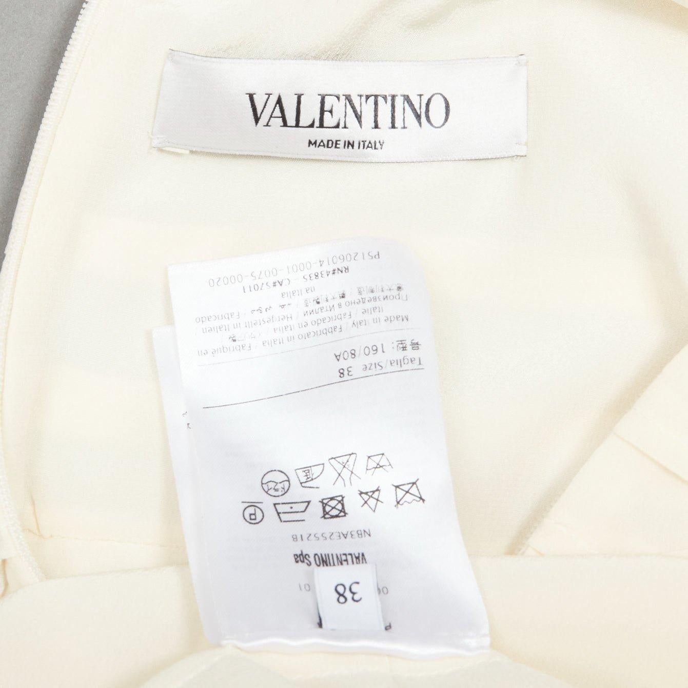 VALENTINO 100% silk cream crepe cape sleeves tiered French seam blouse IT38 XS 3