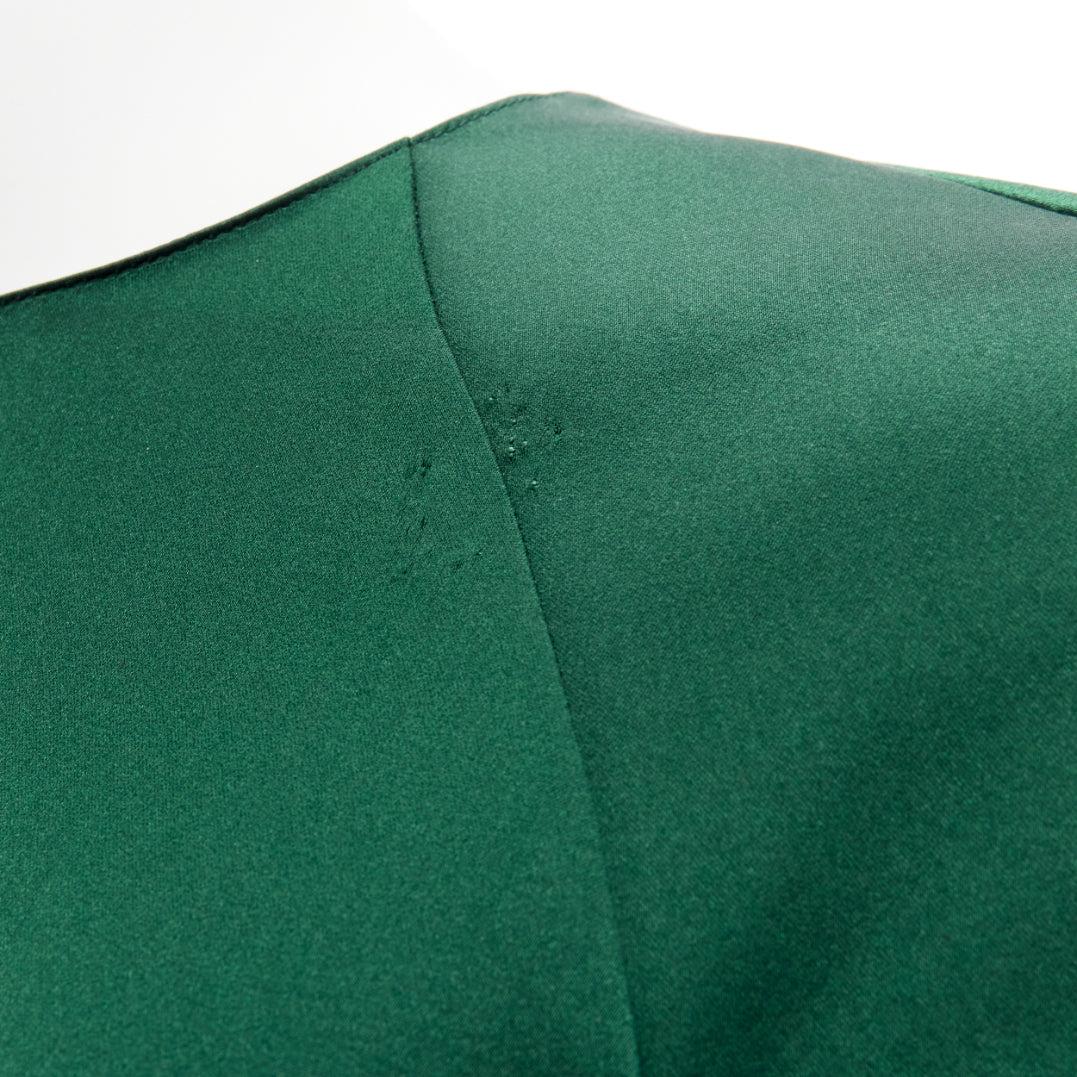 VALENTINO 100% silk dark green satin minimal lux raglan crop top IT38 XS For Sale 4