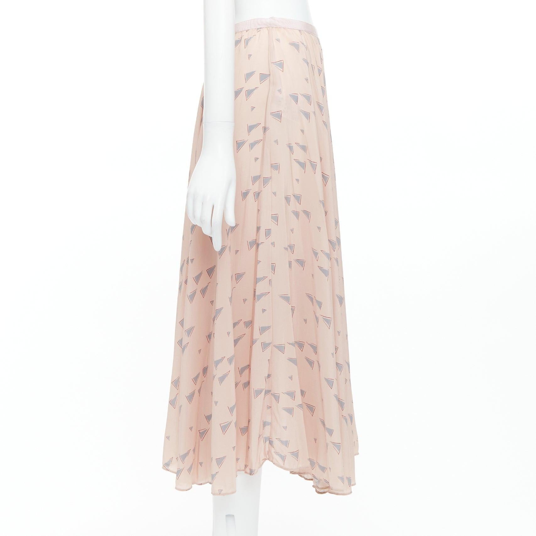 VALENTINO  100% Seide Altrosa Grau Triangle Druck Midirock UK8 S im Angebot 1