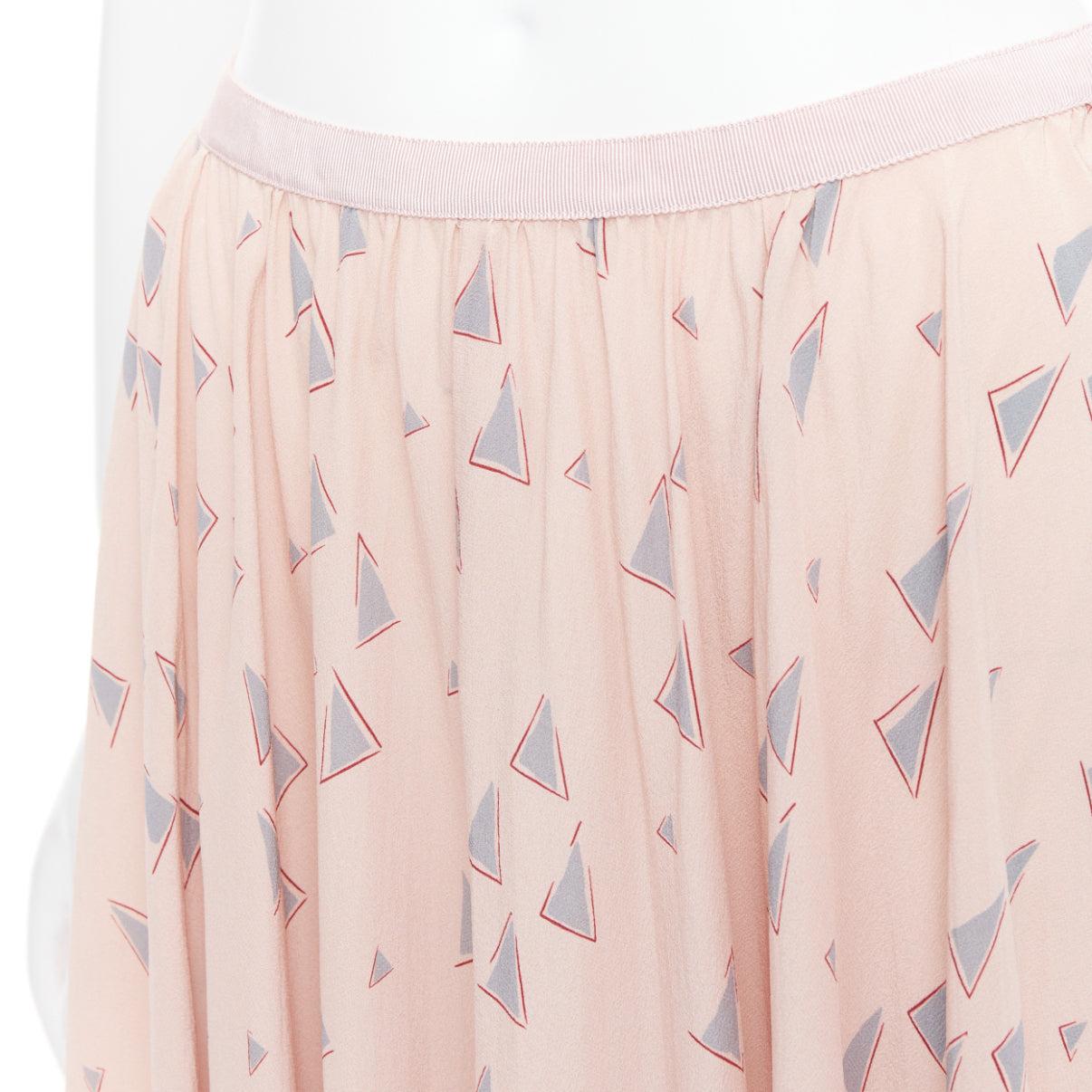 VALENTINO  100% Seide Altrosa Grau Triangle Druck Midirock UK8 S im Angebot 5