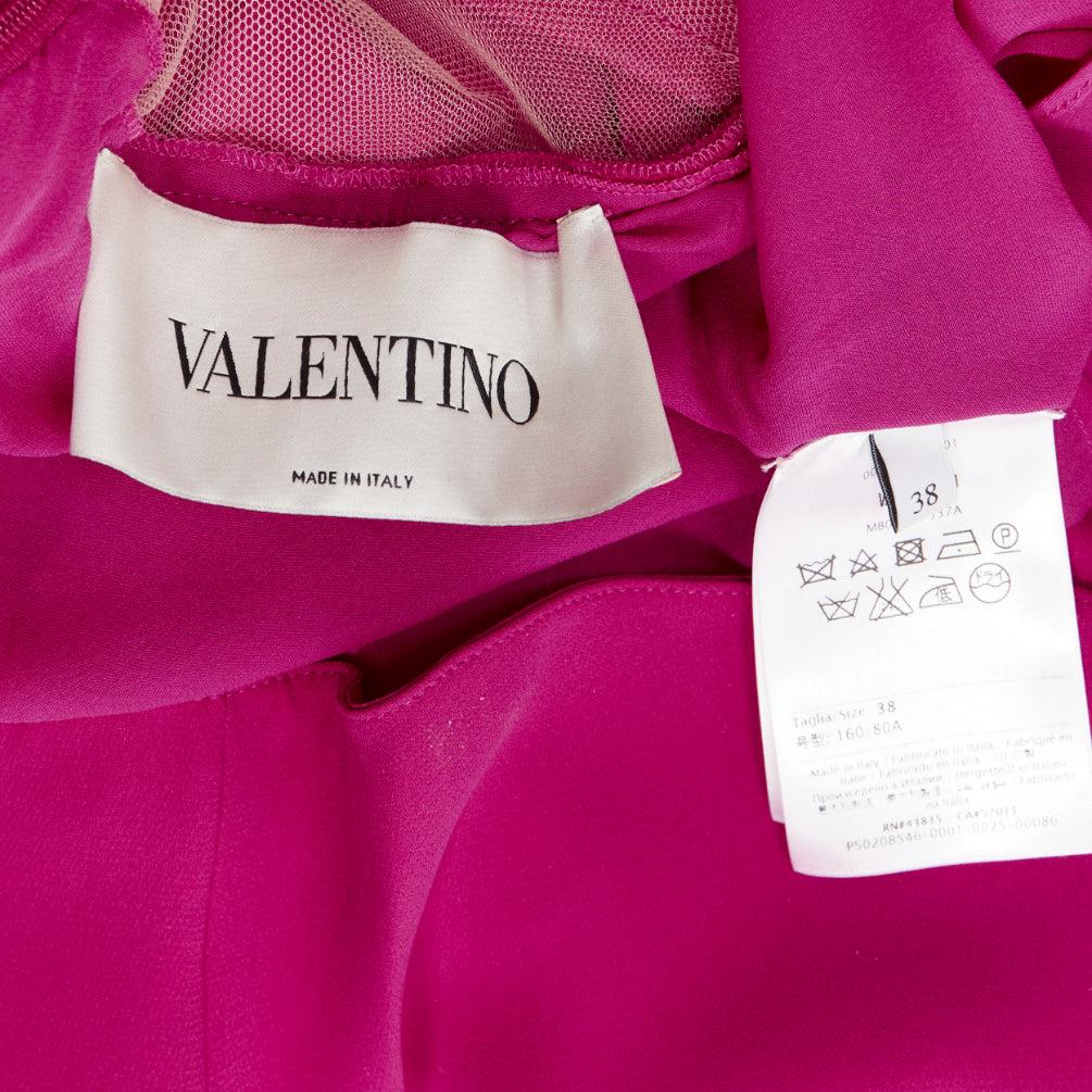 VALENTINO 100% seda rosa fucsia ojo de cerradura pliegues laterales vestido IT38 XS en venta 4