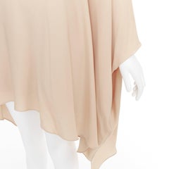 VALENTINO 100% silk nude cascade cape sleeves overlay keyhole mini dress IT38 XS