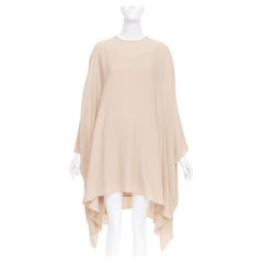 VALENTINO 100% silk nude cascade cape sleeves overlay keyhole mini dress IT38 XS