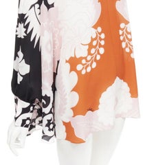 VALENTINO 100% Seide orange rosa schwarzes Blusenhemd mit Blumendruck IT36 XS