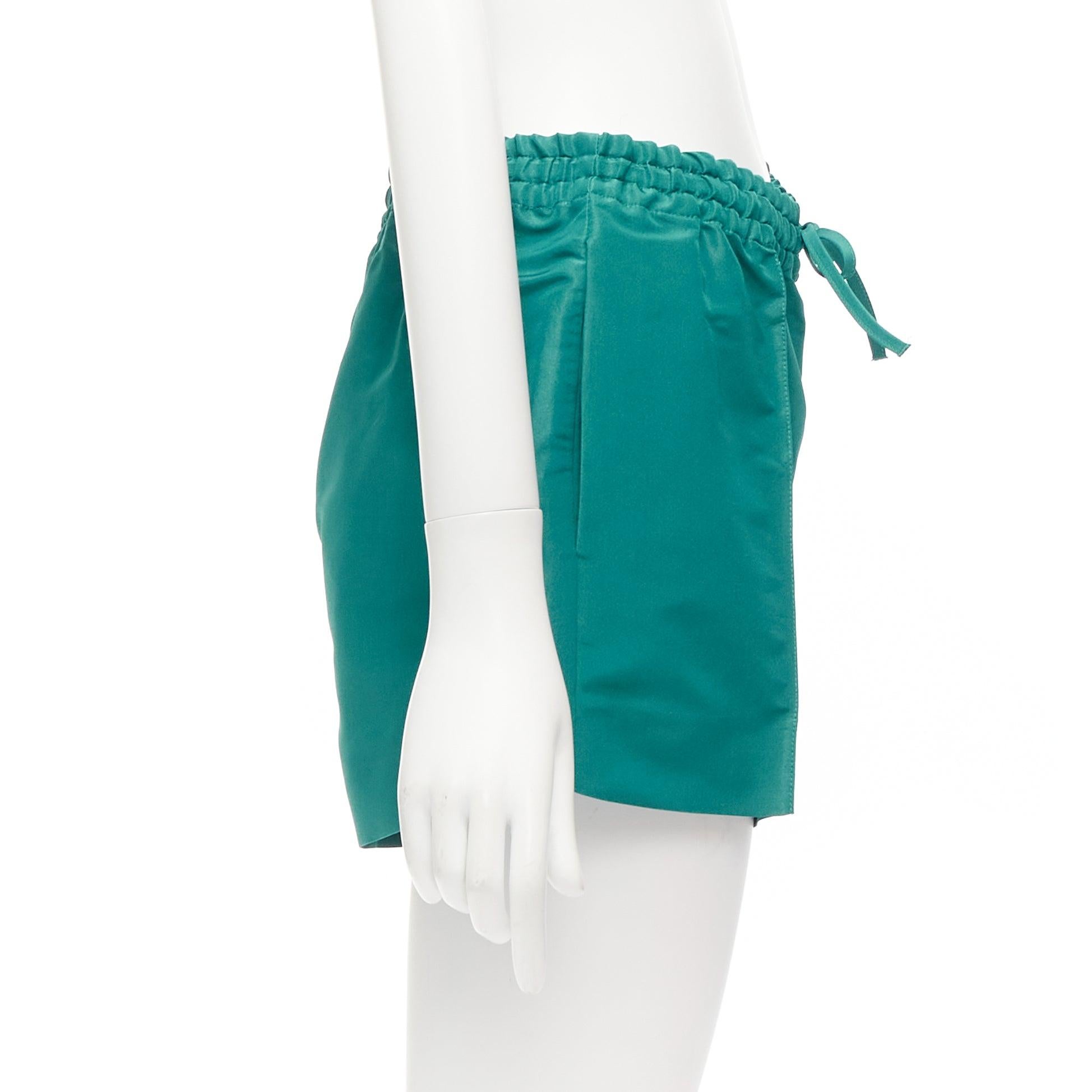 VALENTINO  100% silk Piccioli green high waist drawstring shorts IT38 XS For Sale 1