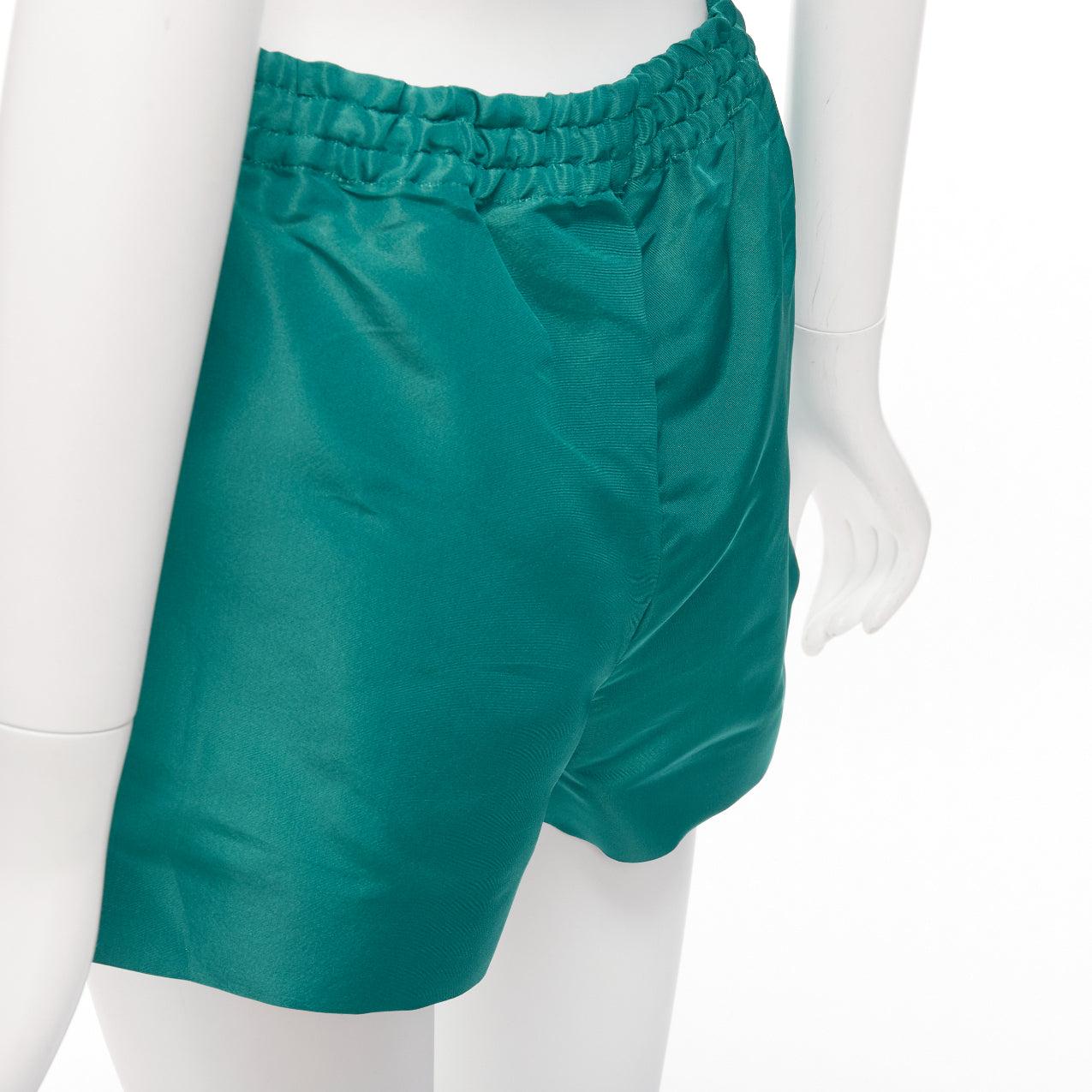 VALENTINO  100% silk Piccioli green high waist drawstring shorts IT38 XS For Sale 4