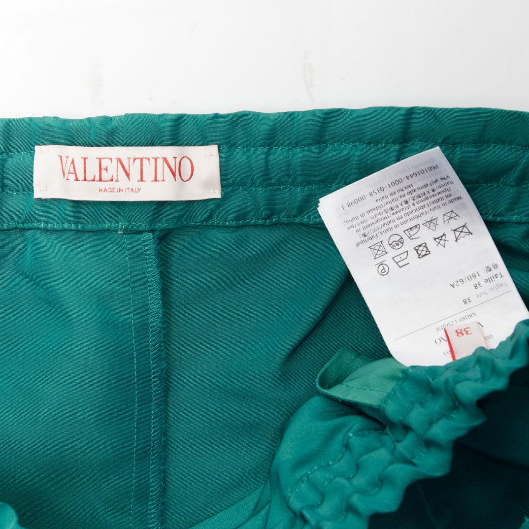 VALENTINO  100% silk Piccioli green high waist drawstring shorts IT38 XS For Sale 5