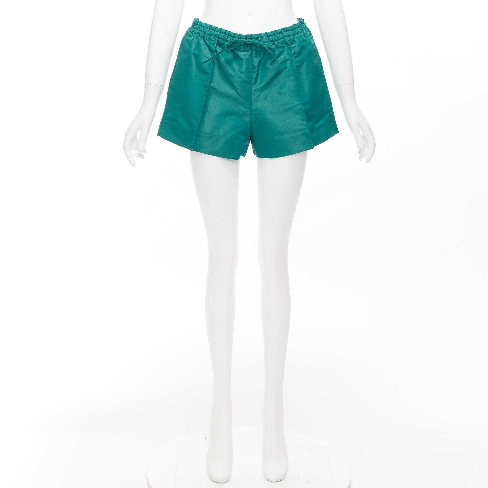 VALENTINO  100% silk Piccioli green high waist drawstring shorts IT38 XS For Sale 6