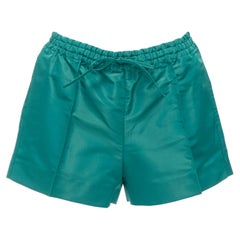 VALENTINO  100% silk Piccioli green high waist drawstring shorts IT38 XS