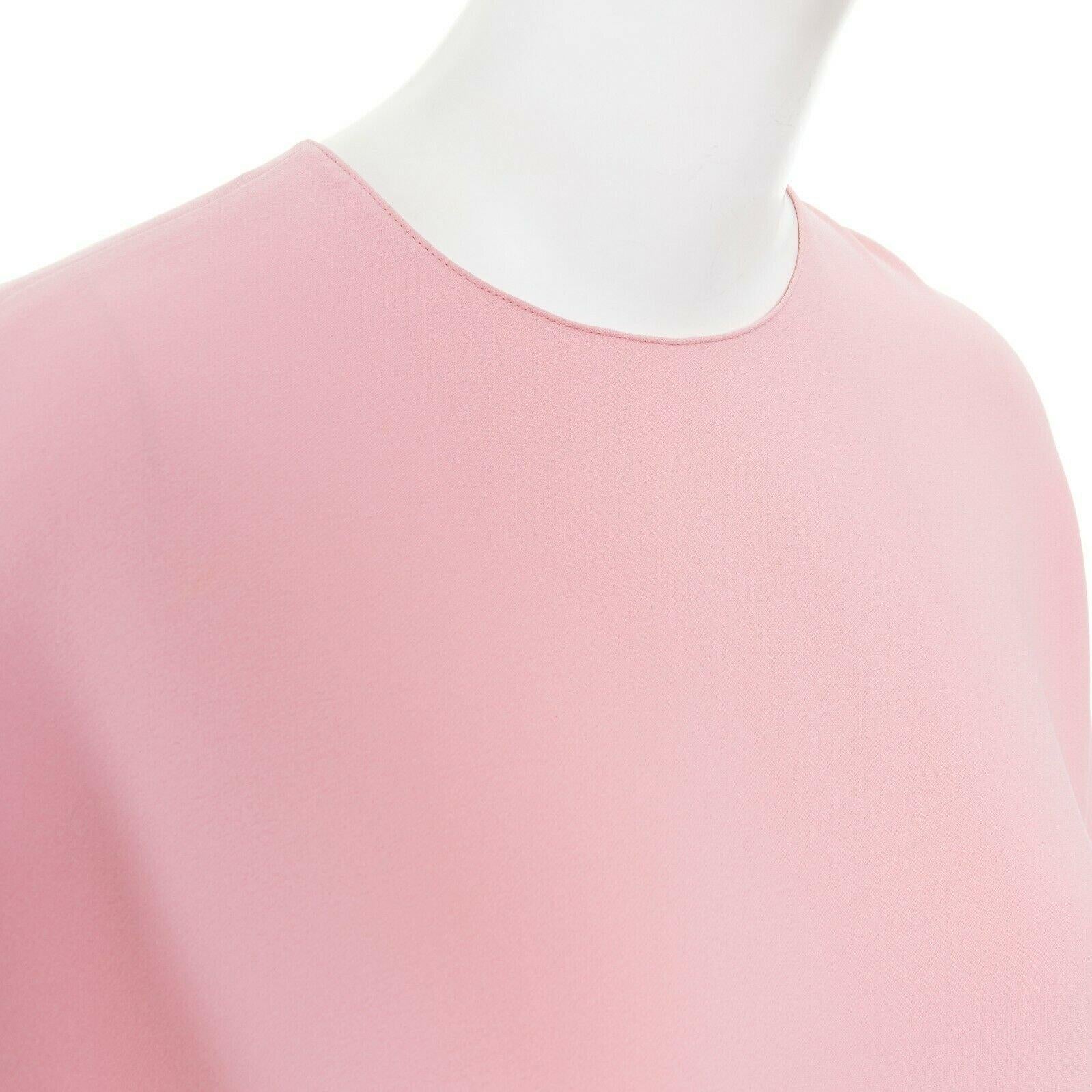 VALENTINO 100% silk pink ruffle bell sleeves loose fit boxy dress IT36 XS 1