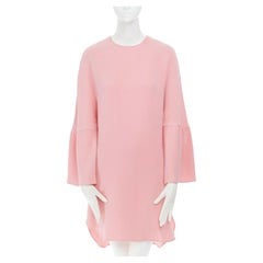 VALENTINO 100% silk pink ruffle bell sleeves loose fit boxy dress IT36 XS