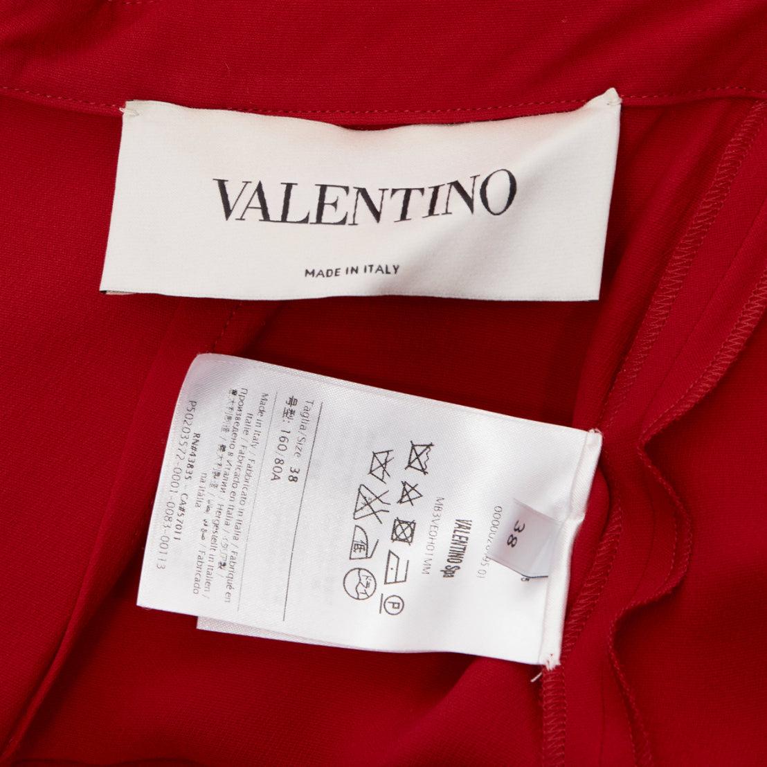 VALENTINO 100% silk red strapless back tie bow wide leg jumpsuit IT38 XS For Sale 5
