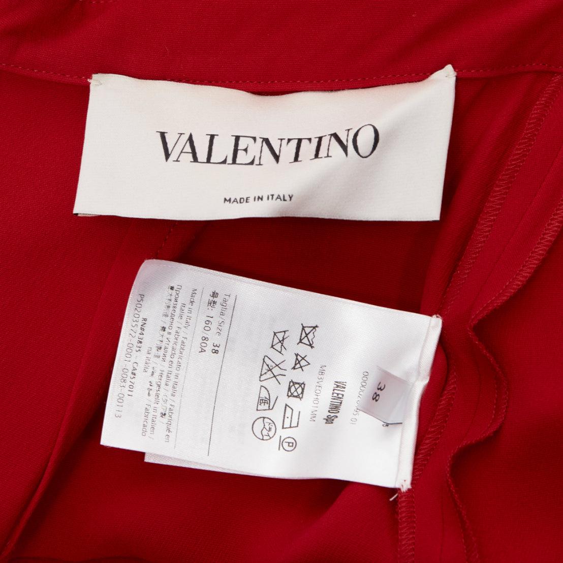 VALENTINO 100% silk red strapless back tie bow wide leg jumpsuit IT38 XS 4