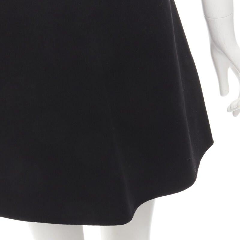 VALENTINO 100% virgin wool black V Logo patch pocket A-line skirt IT38 XS 3